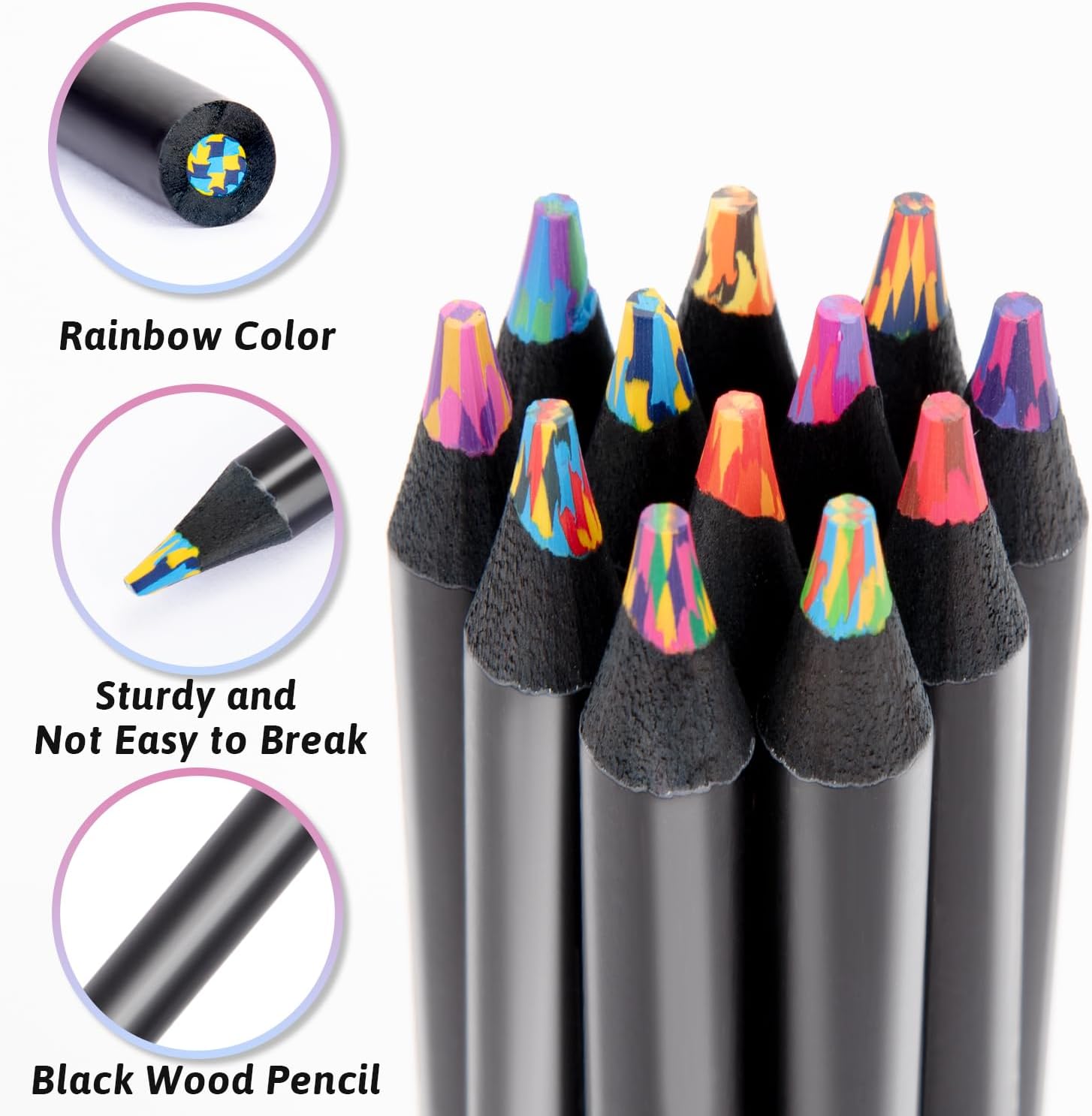 Yangmei 12 Rainbow Colored Pencils for Kids and Adults