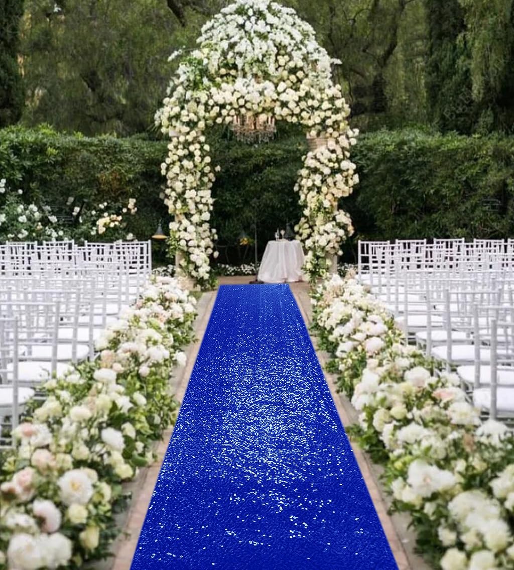 Royal Blue Sequin Aisle Runner 3FTx15FT Wedding Carpet