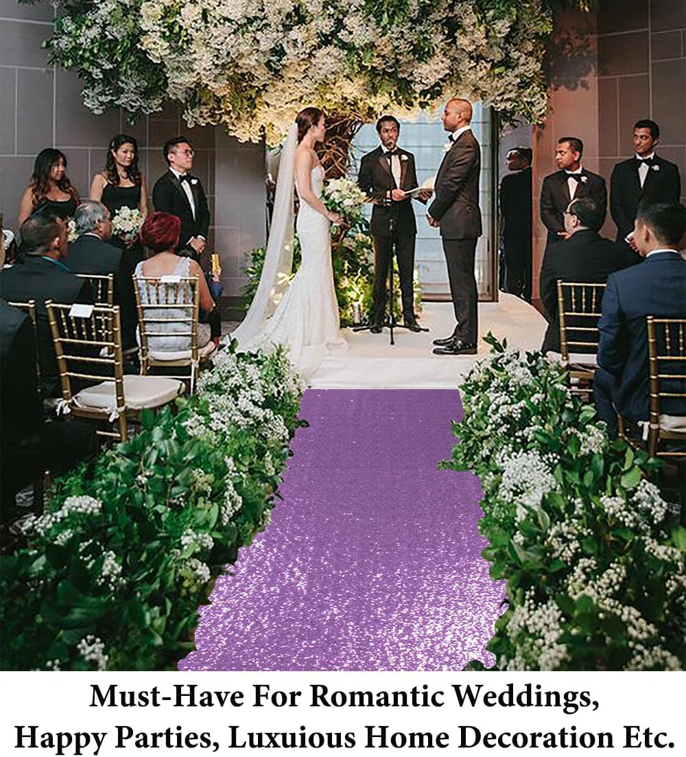 DUOBAO Lavender Sequin Aisle Runner 15FTx2FT Wedding Decor