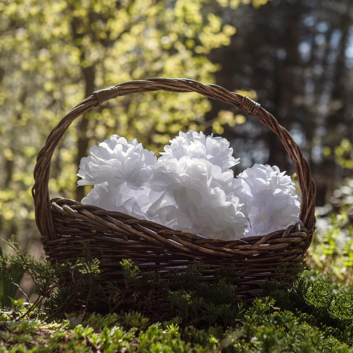 White Tissue Paper Pom Poms - Assorted Sizes - 16 Piece Set