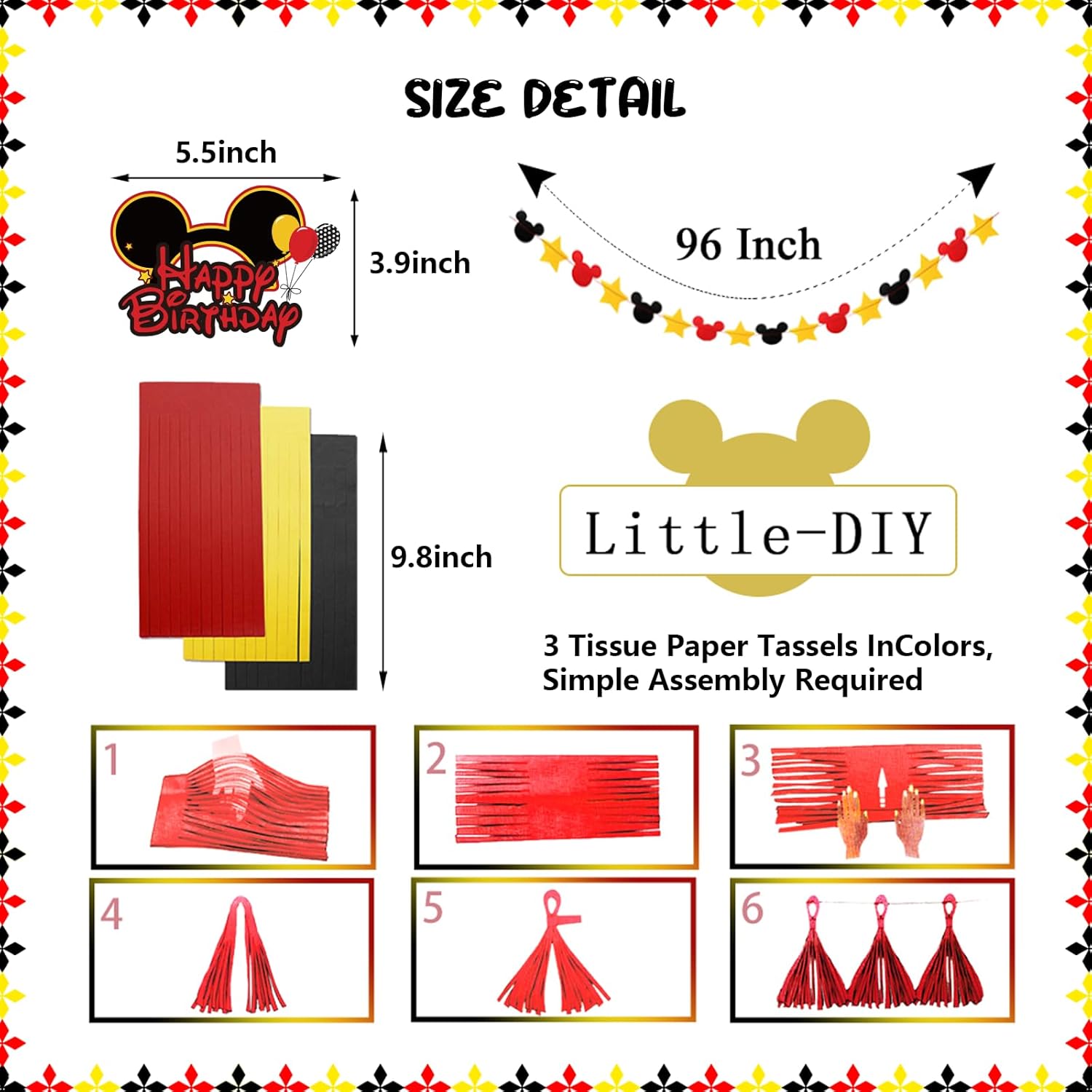 PRATYUS Mickey Birthday Decor Kit for Kids Party Supplies