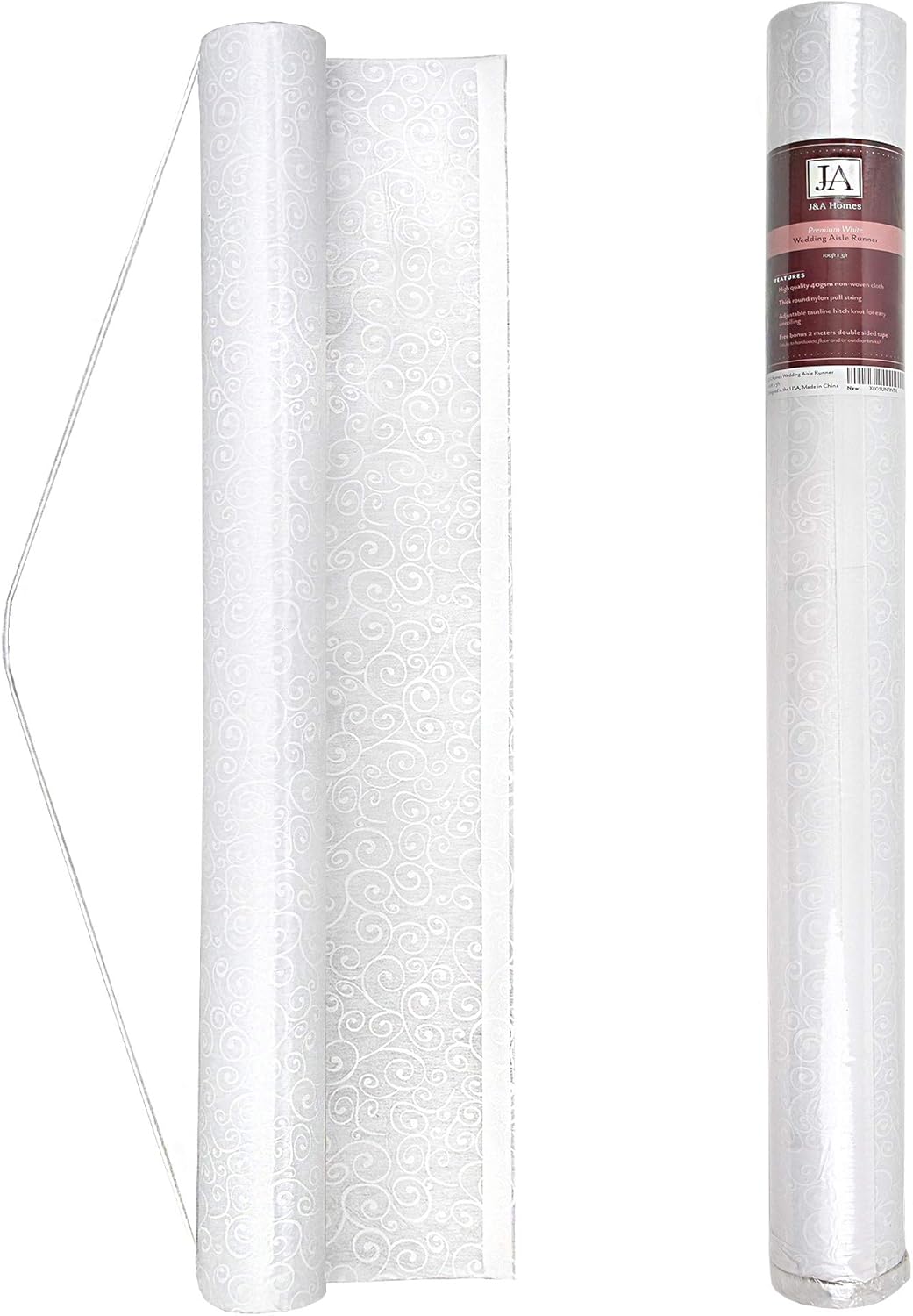 JA Homes White Wedding Aisle Runner - Durable Nylon Double-Sided Tape Adjustable Hitch