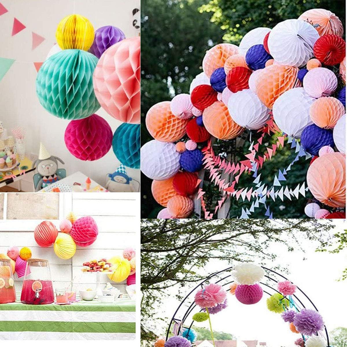 6PCS White 6inch Honeycomb Paper Balls for Party Decorations