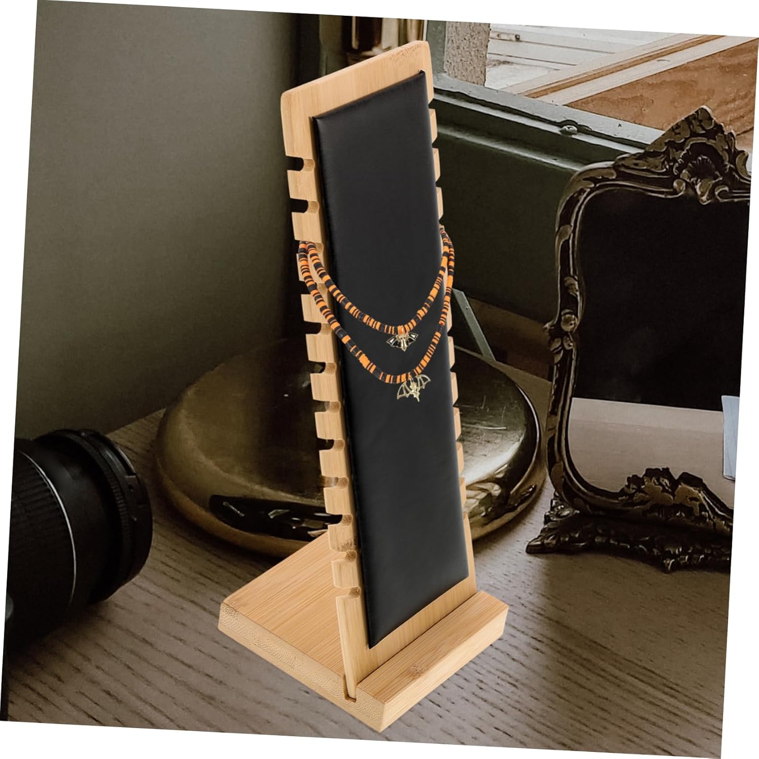 1pc Bamboo Necklace Easel Display Stand Freestanding Jewelry Holder