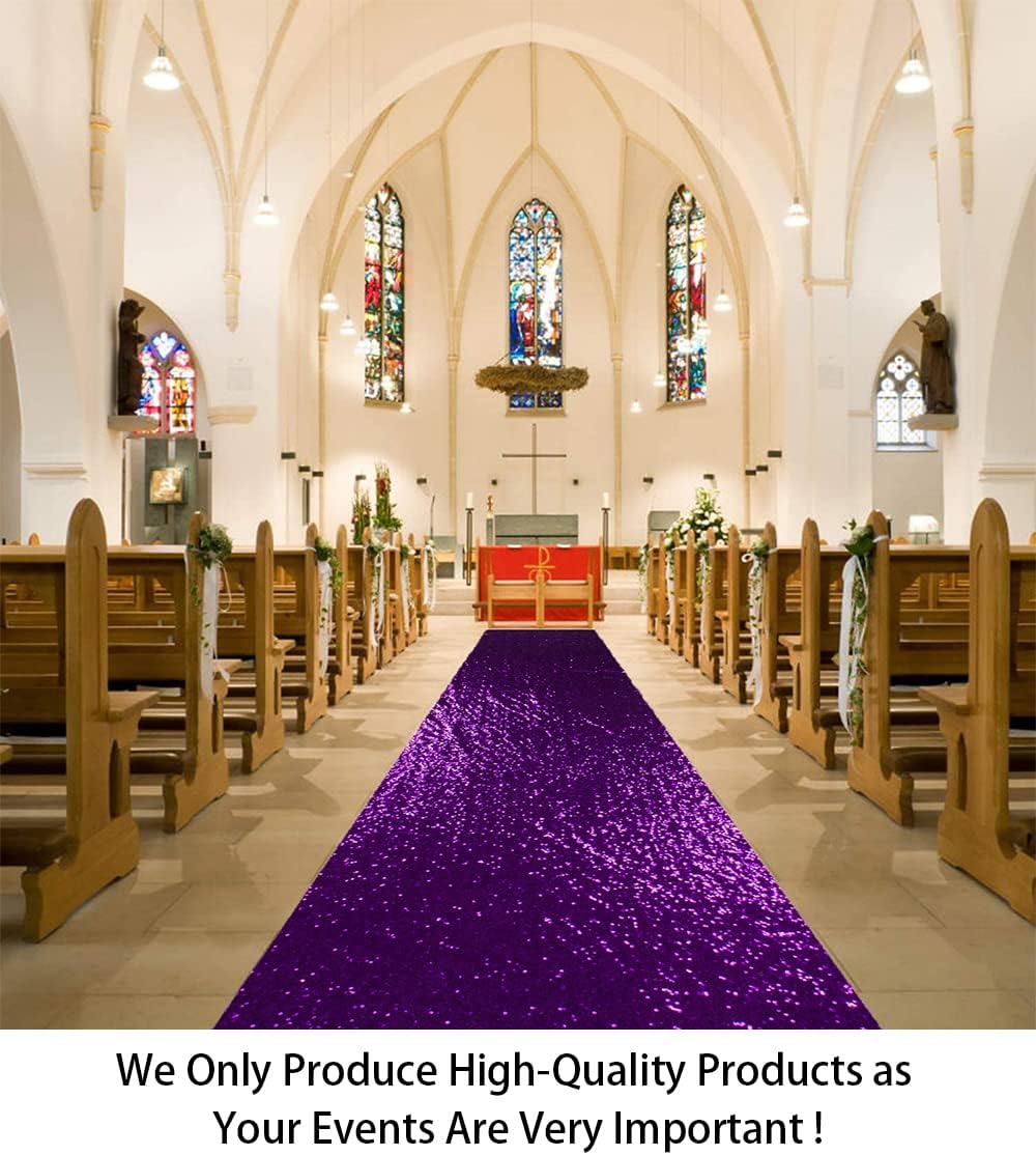ShiDianYi Purple Sequin Aisle Runner for Wedding
