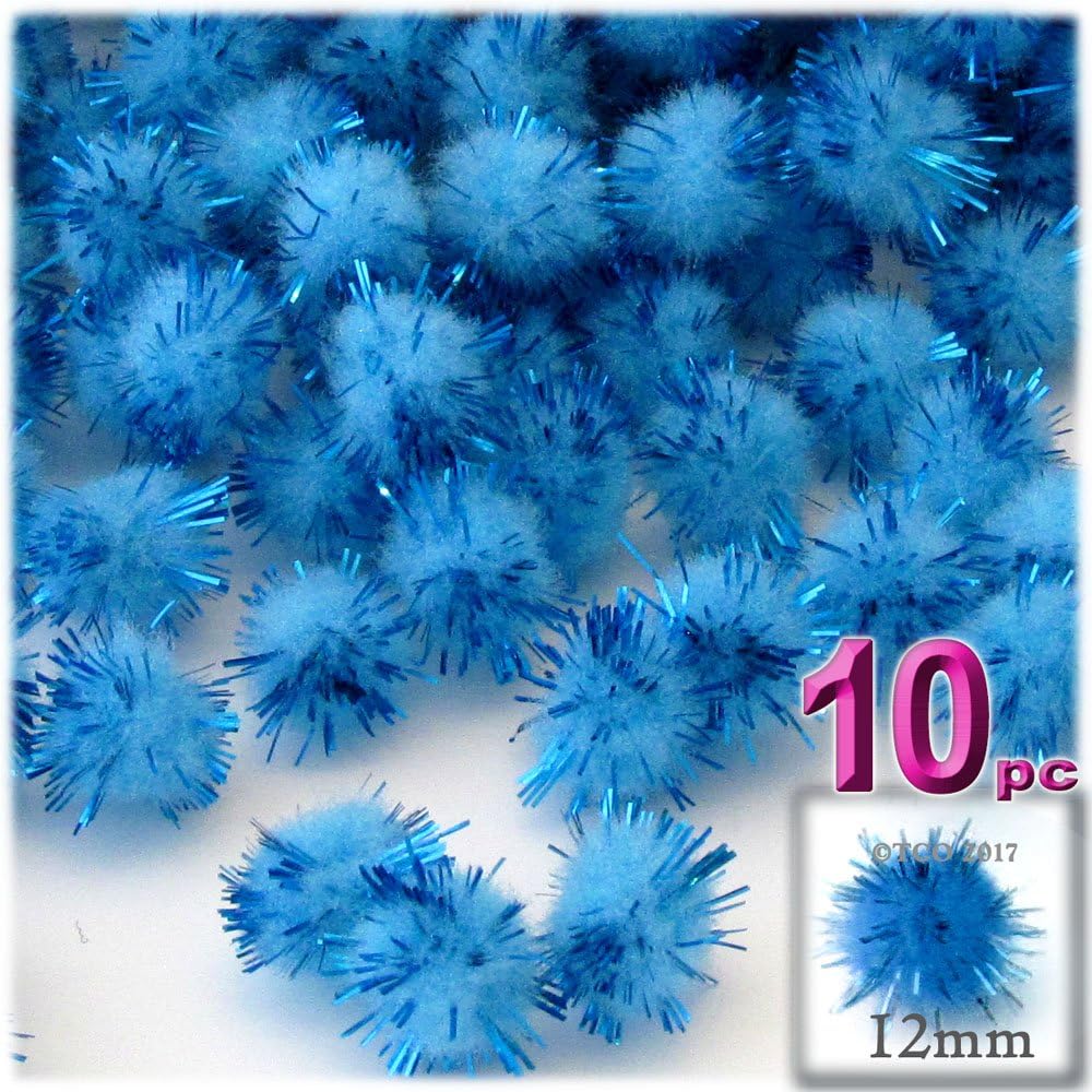 The Crafts Outlet Chenille Sparkly Pom Poms Black Porcupine 05-inch 10-pc