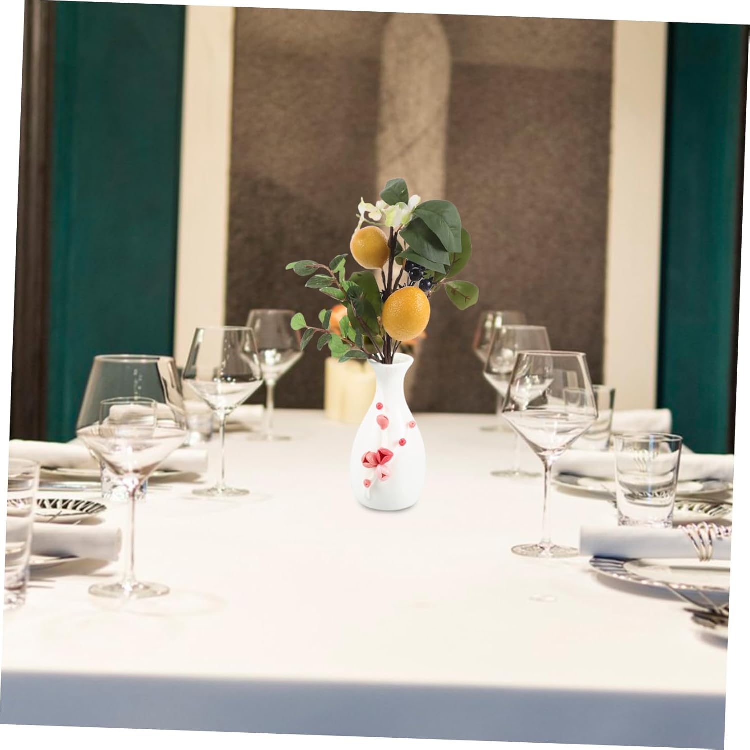 VALICLUD Artificial Lemon and Blueberry Floral Arrangement