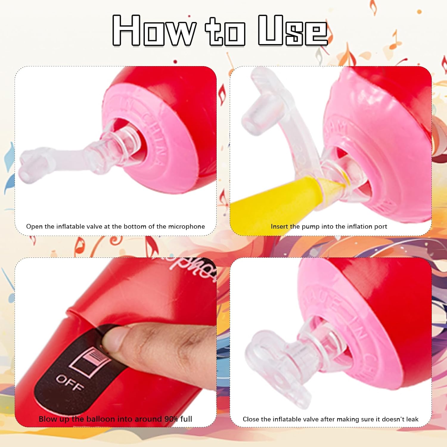 12PCS Inflatable Microphones Assorted Colors