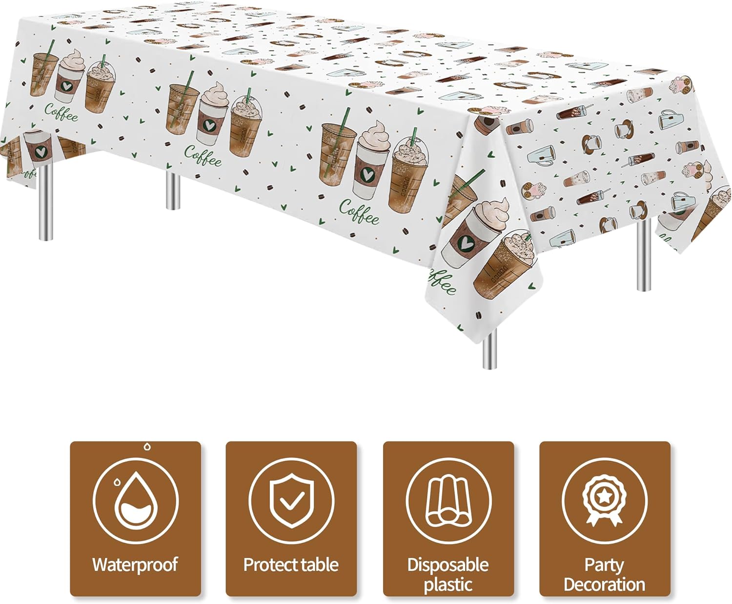 Coffee Party Decorations Tablecloth 3 Pack