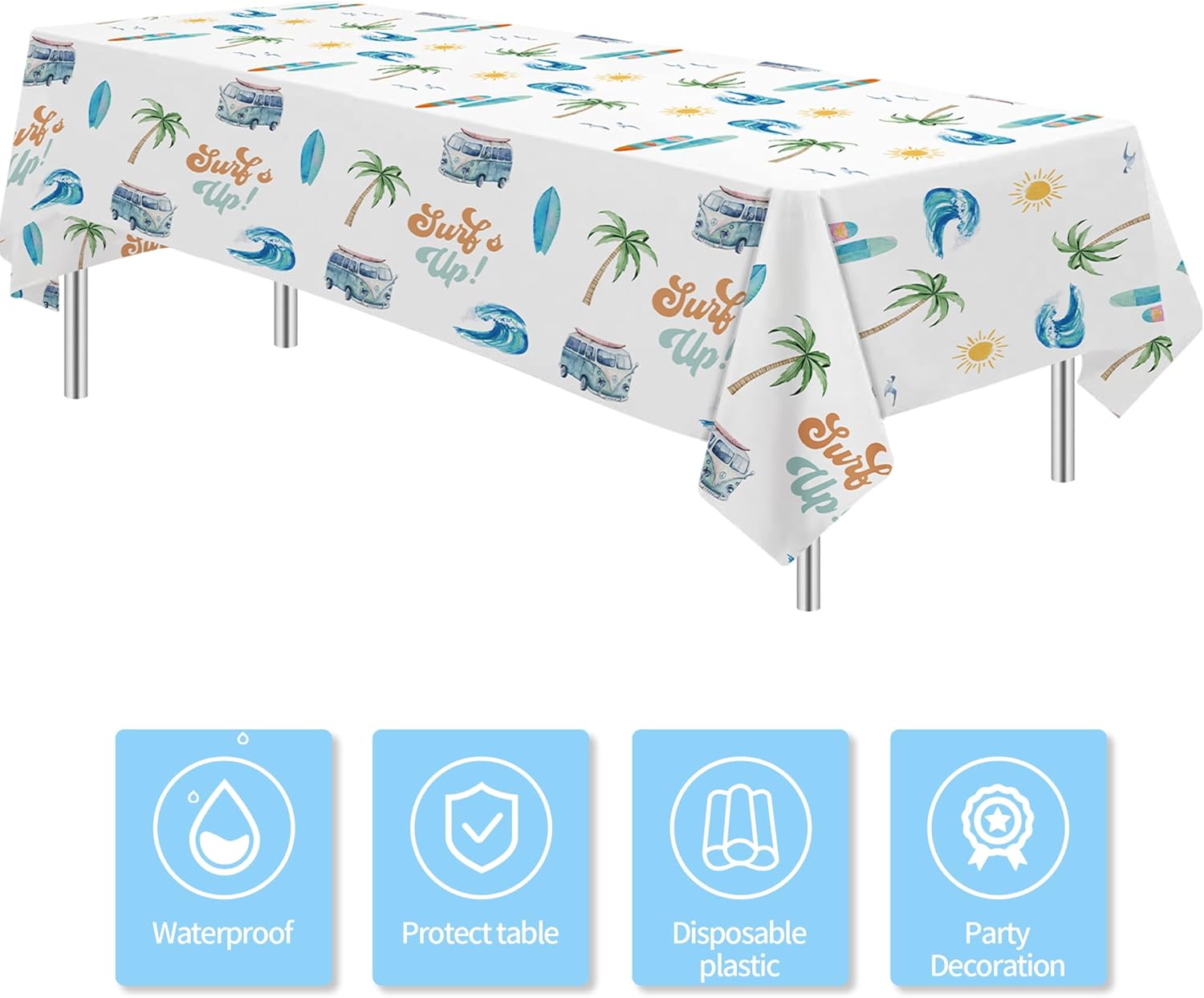 Surfs Up Party Tablecloth Boys 3 Pack