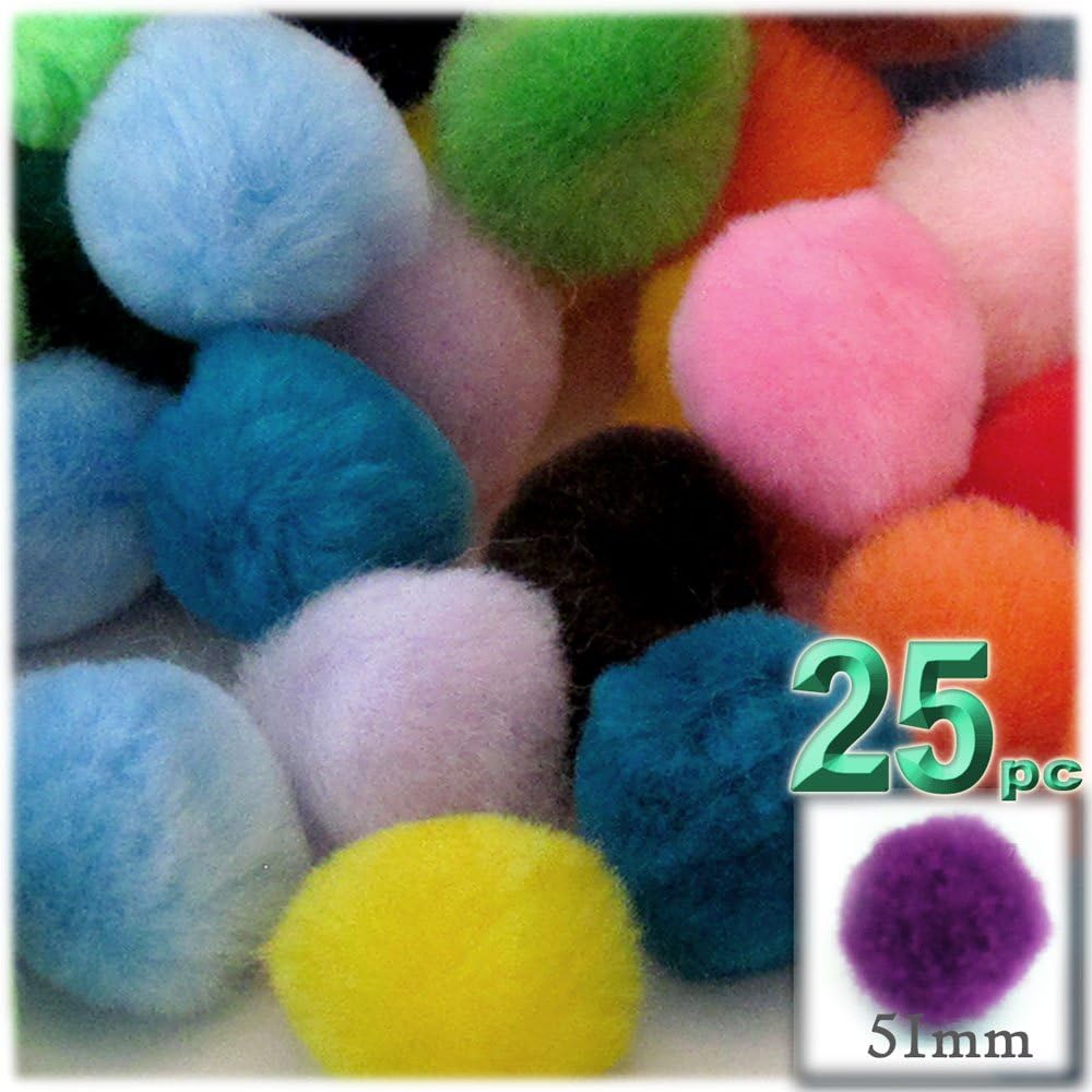 The Crafts Outlet 25-Piece Lavender Light Purple Pom Poms Acrylic 51mm Round