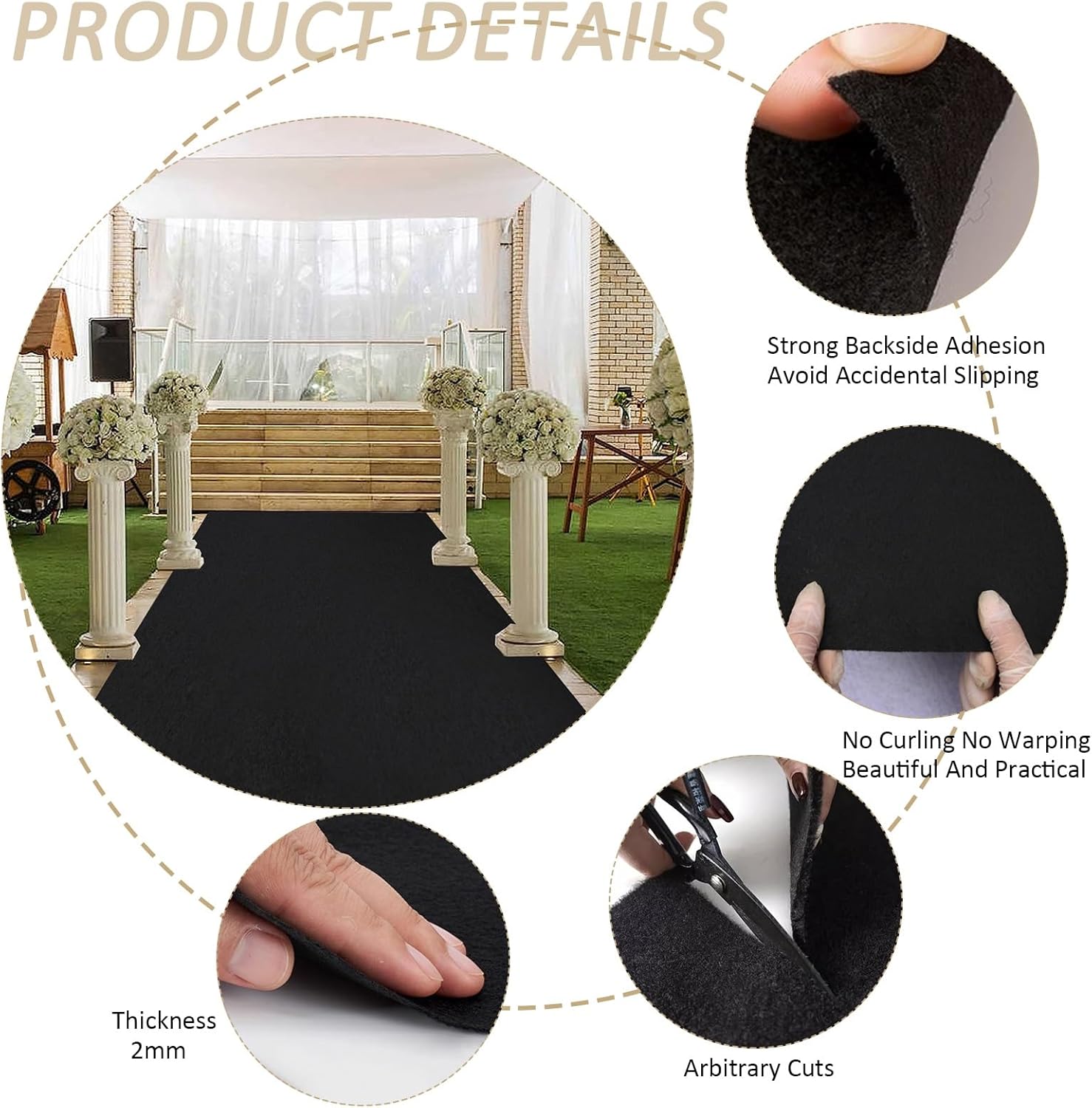 Lanmmraifc Wedding Aisle Runner 10m 20m Non-Slip Carpet