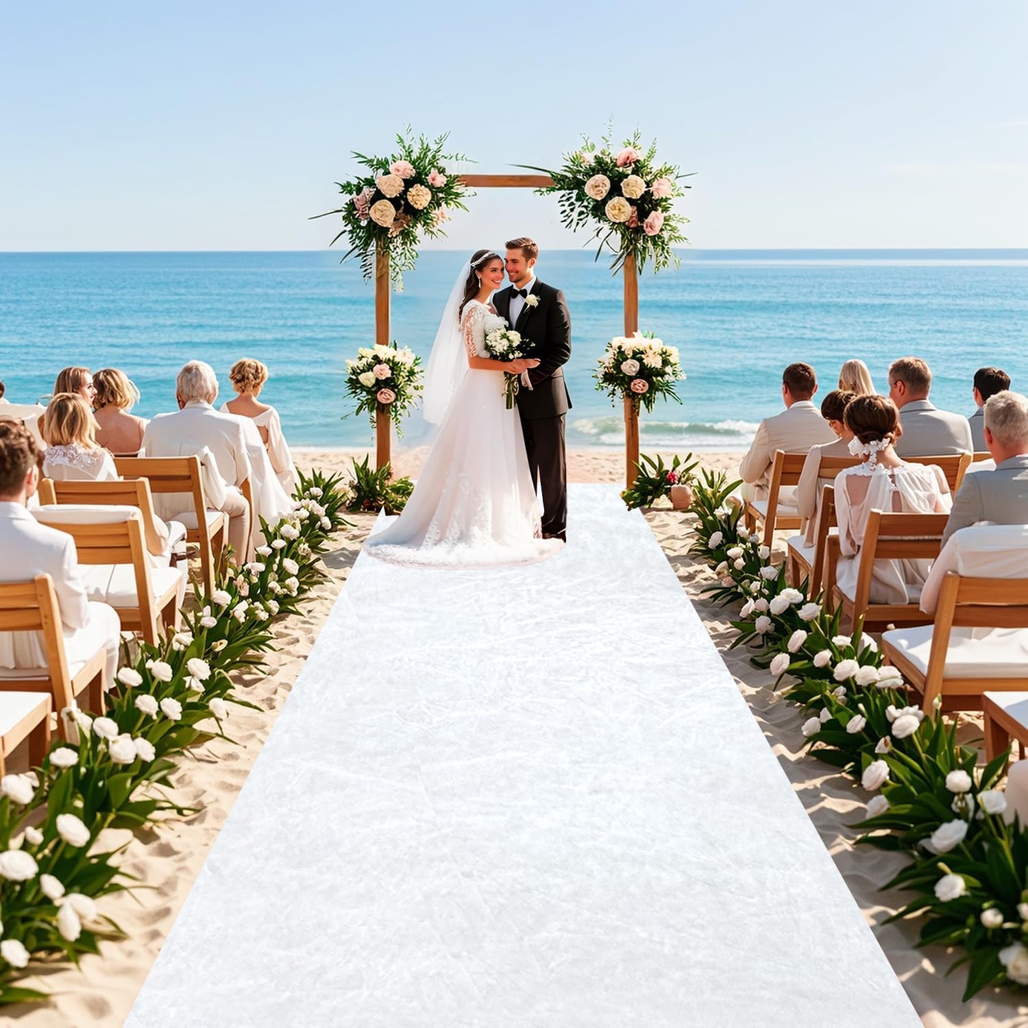 White Velvet Wedding Aisle Runner 5FTx15FT Runway Carpet for Events