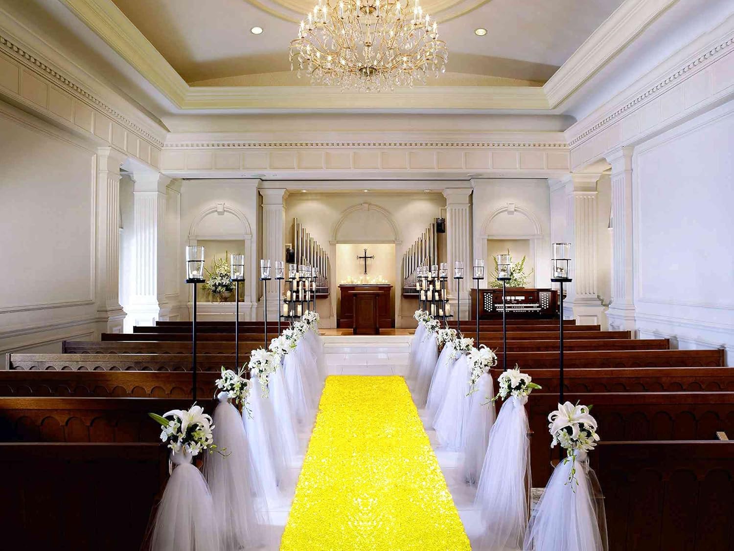 Yellow Sequin Glitter Aisle Runner 2FTx15FT Wedding
