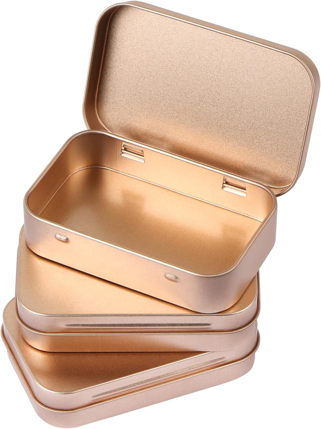 MIDELONG 3 Pack Rose Gold Metal Tins Box with Lid Organizer