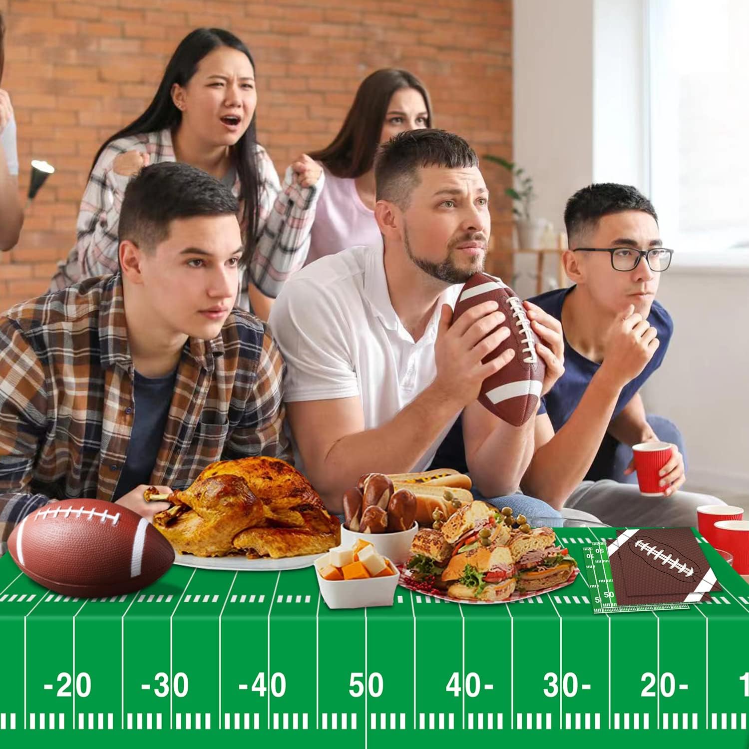Oigco Football Party Plates Napkins Cups Set for 24 Guests