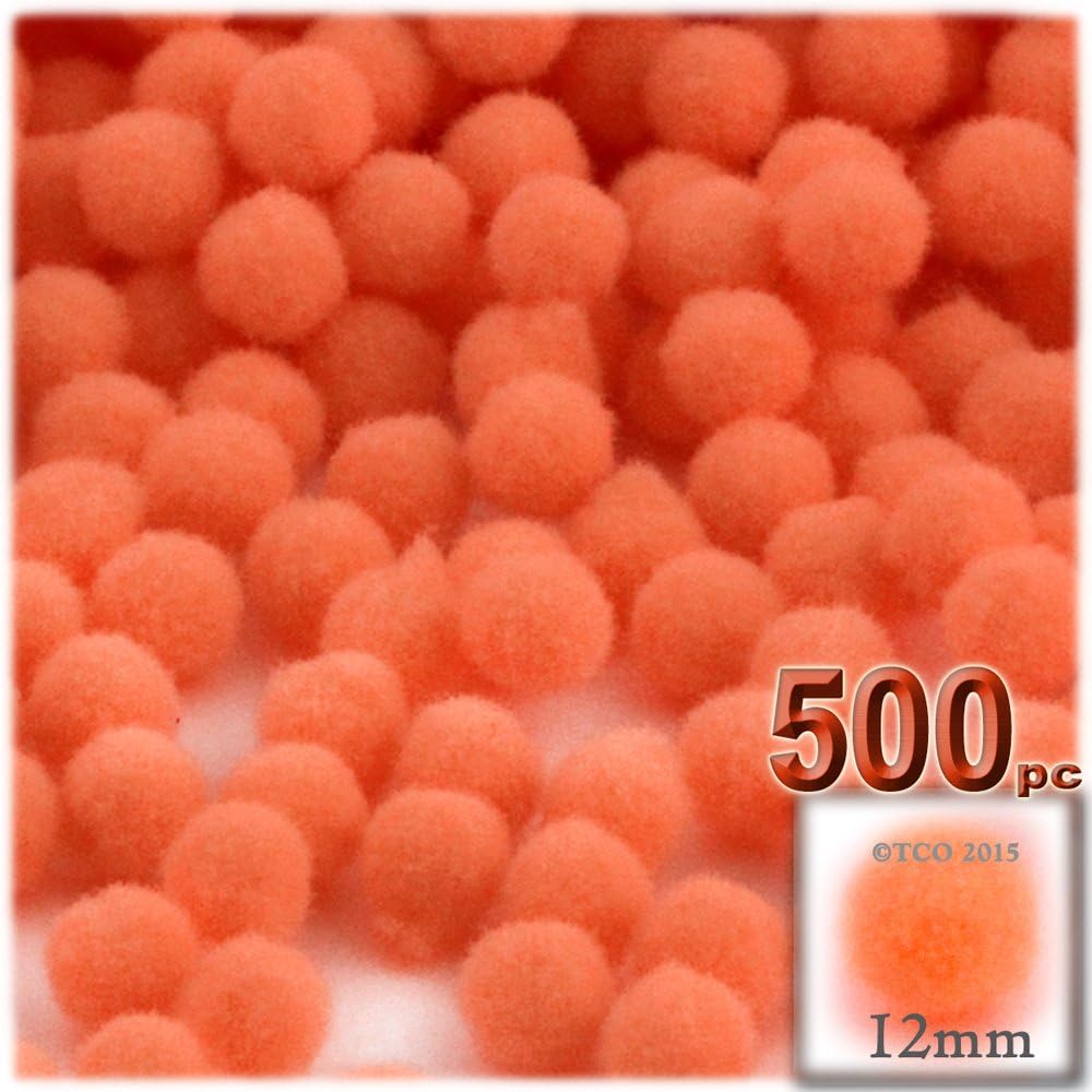 The Crafts Outlet 500-Piece Acrylic Pom Poms 12mm Tan