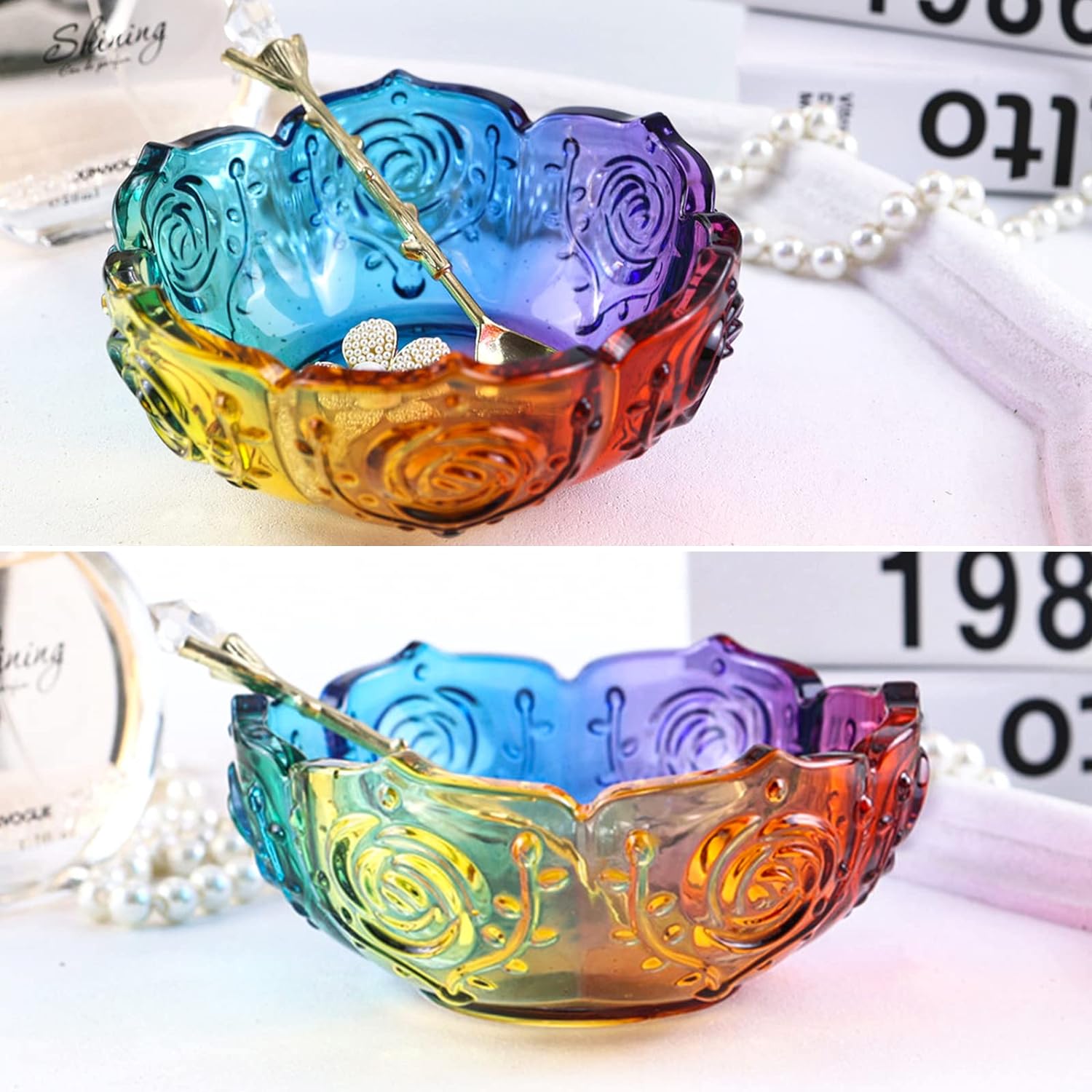 2PCS Flower Tray Resin Mold for DIY Jewelry and Candle Holder