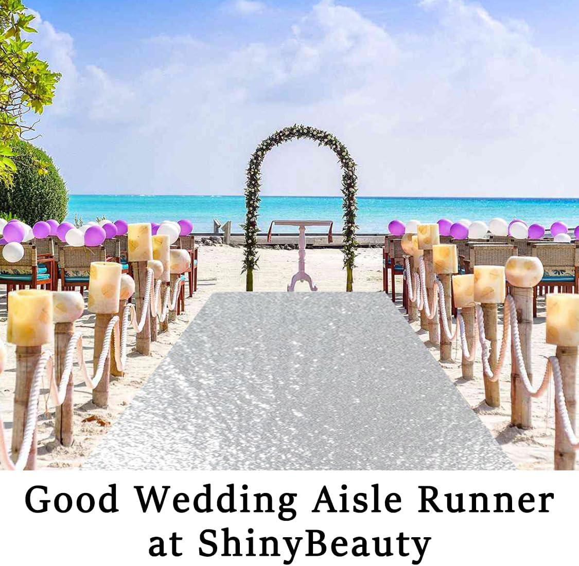 ShinyBeauty Silver Sequin Aisle Runner Wedding