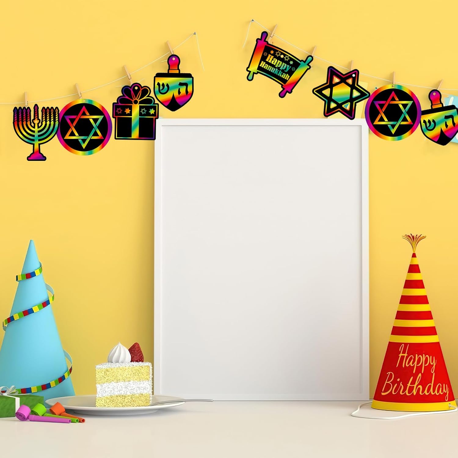 24 Piece Hanukkah Scratch Art Magic Rainbow Cards Set