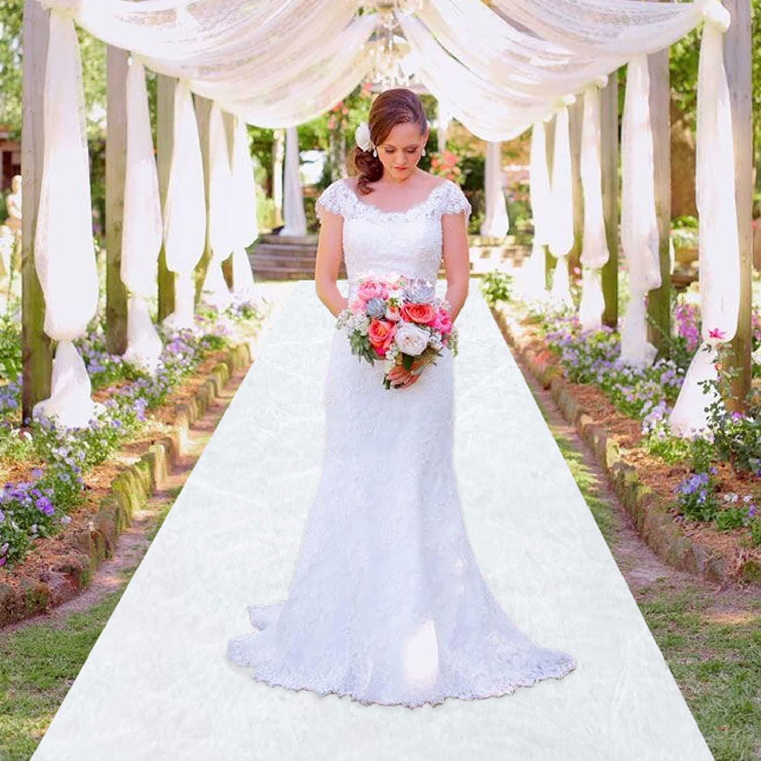 MODFUNS White Velvet Aisle Runner 4FTx20FT for Wedding Ceremony