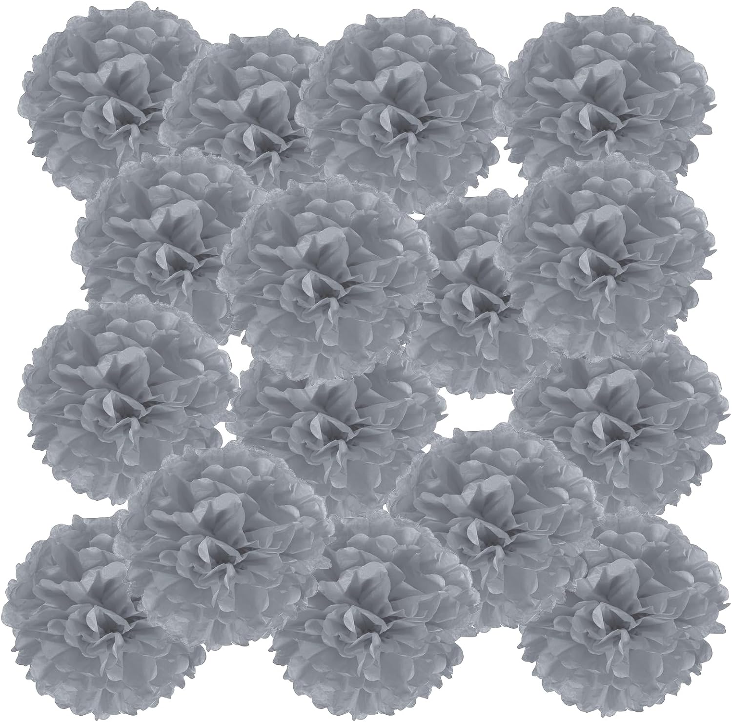 PATIKIL 6 Inch Grey Tissue Pom Pom Flowers 20 Pack