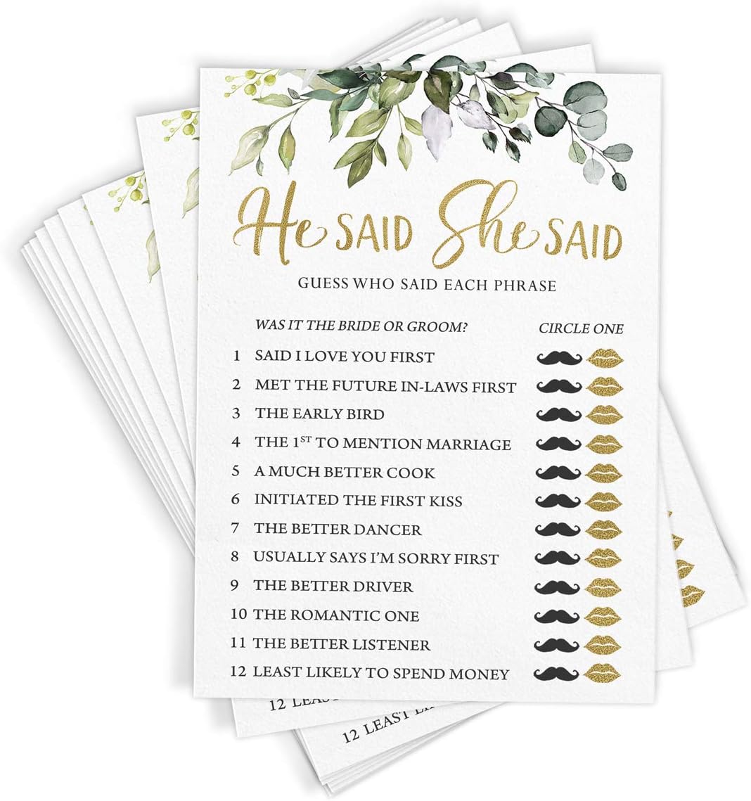 Printed Party Bridal Shower Game Set for 50 Guests