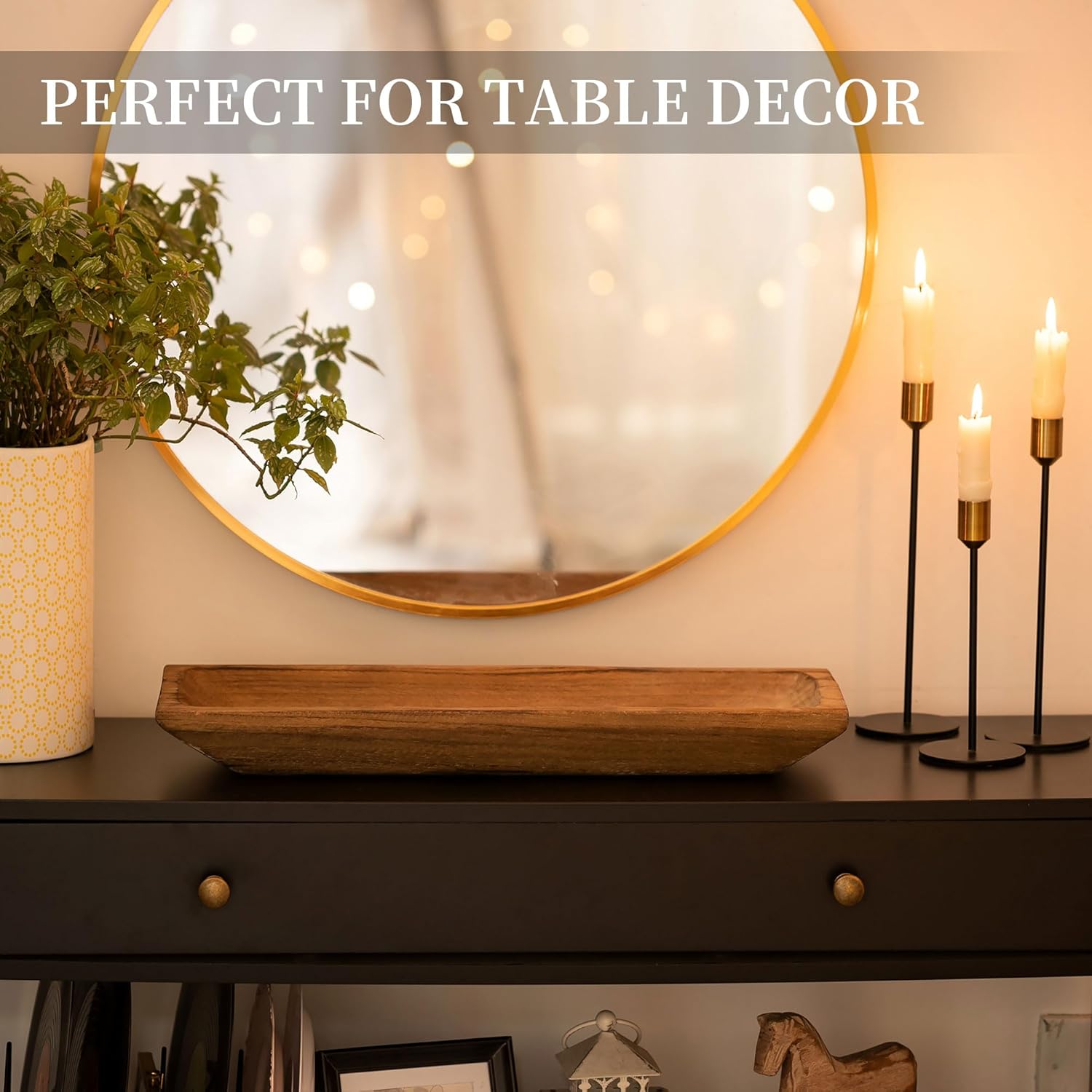 Hanobe Decorative Wood Dough Bowl Large Centerpiece