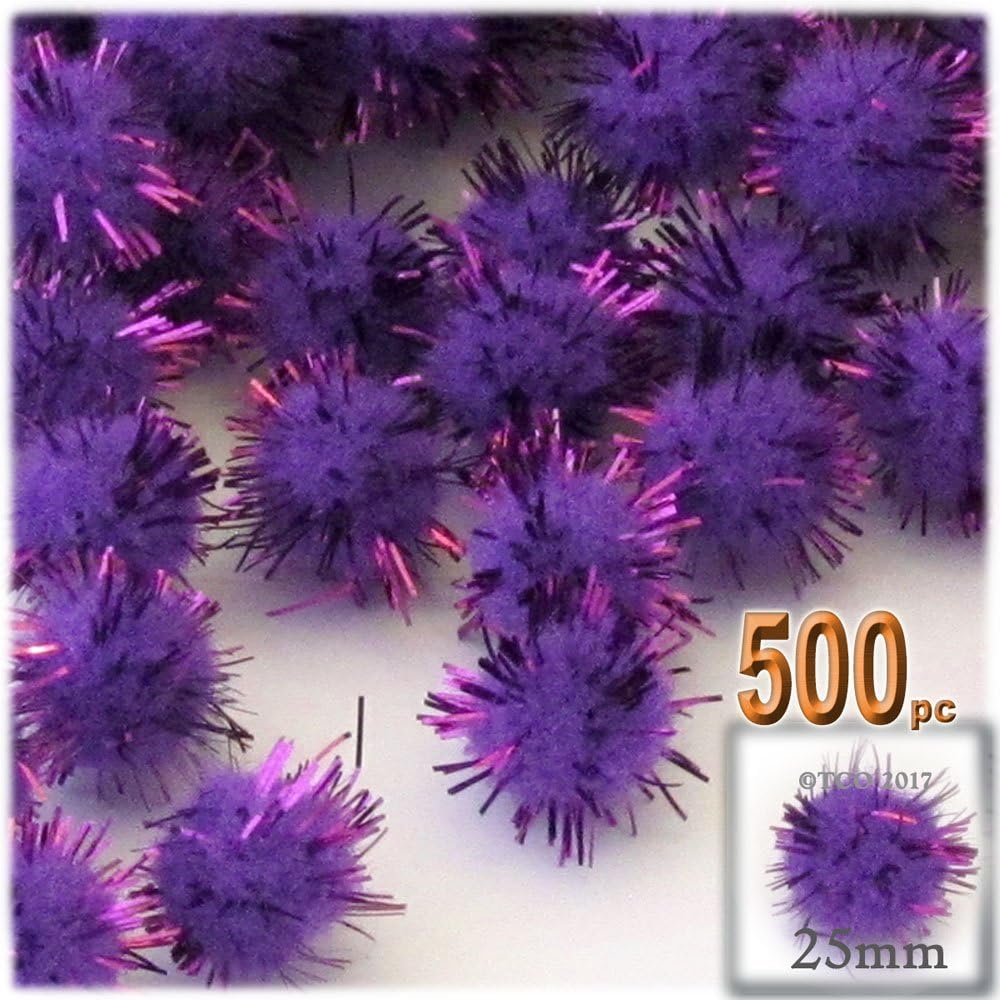 The Crafts Outlet Chenille Sparkly Pom Poms 10-inch 500-pc Multi Mix