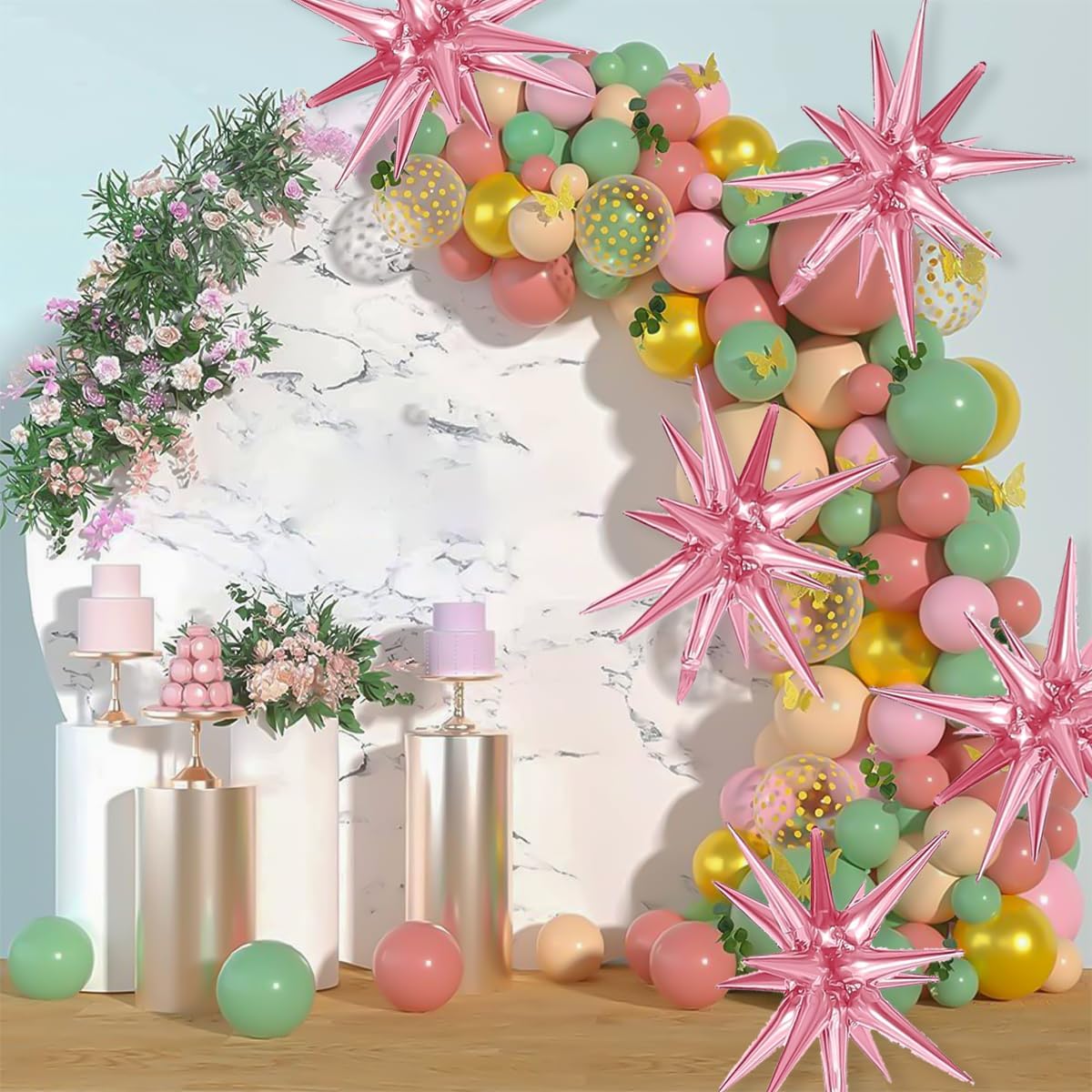 6Pcs Pink Star Balloons Party Decorations