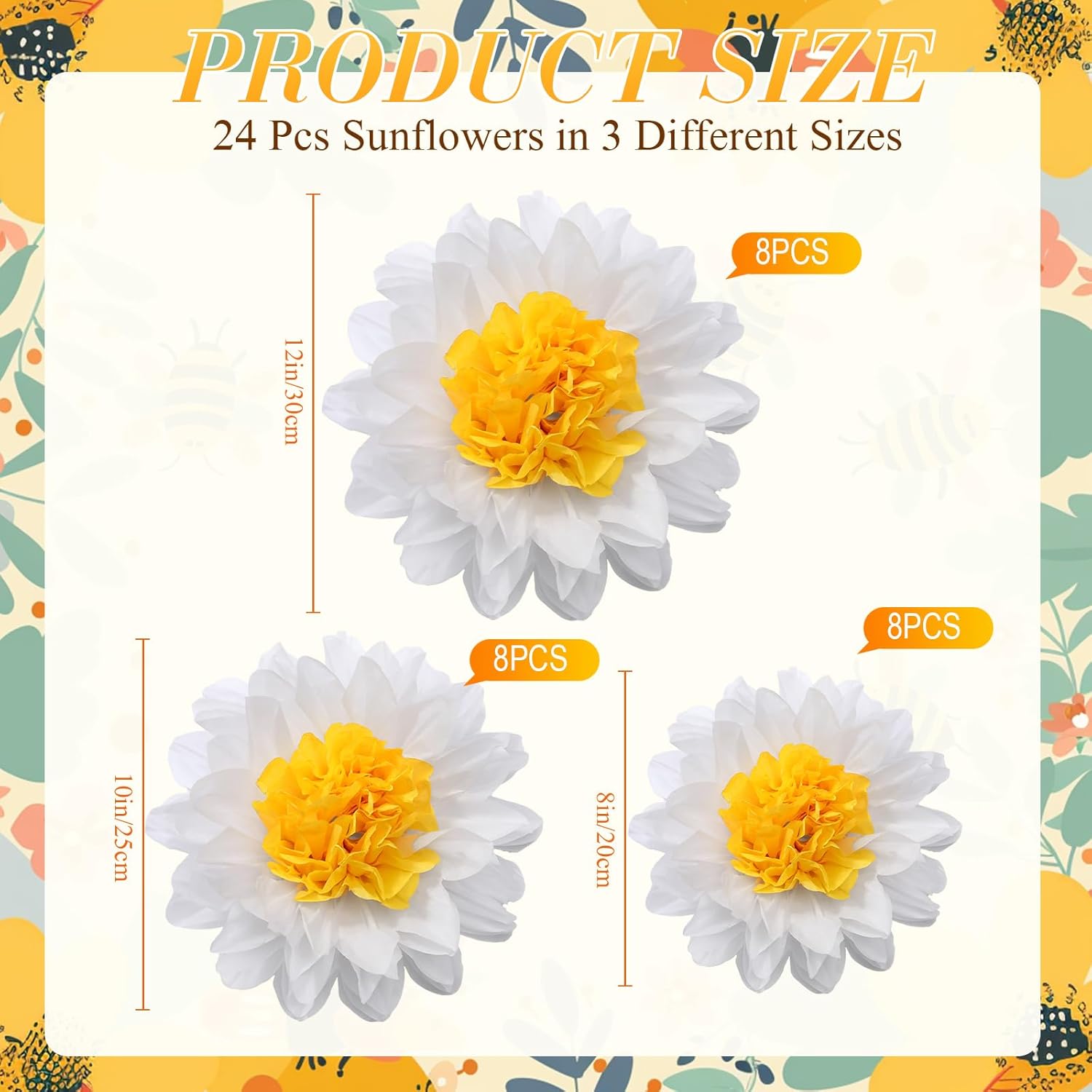 Dunzoom 24 Pack Daisy Tissue Paper Decorations