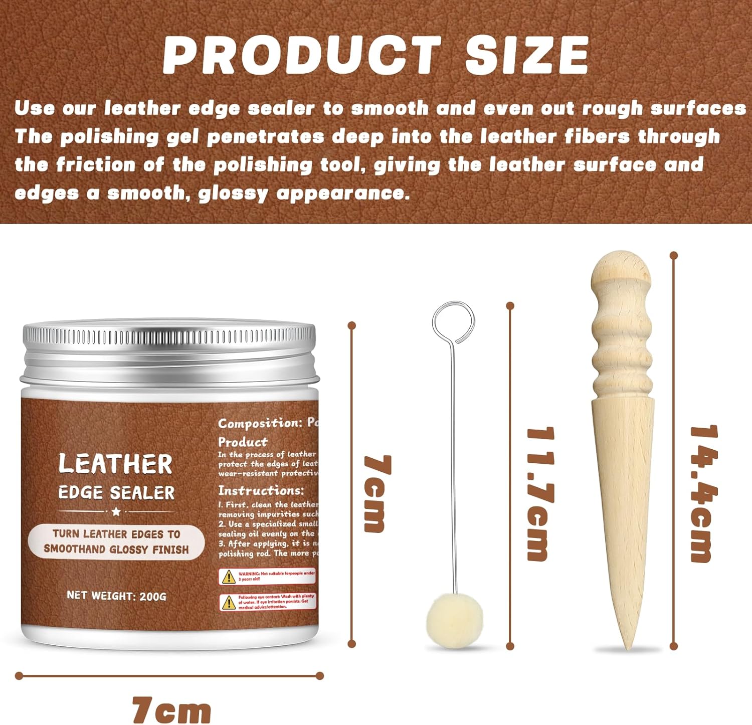 200g Leather Edge Sealer Kit for Smooth Glossy Edges