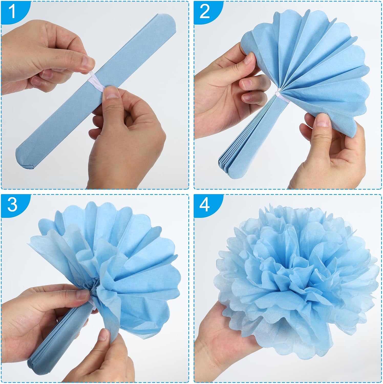 PATIKIL 6 Inch Grey Tissue Pom Poms 10 Pack