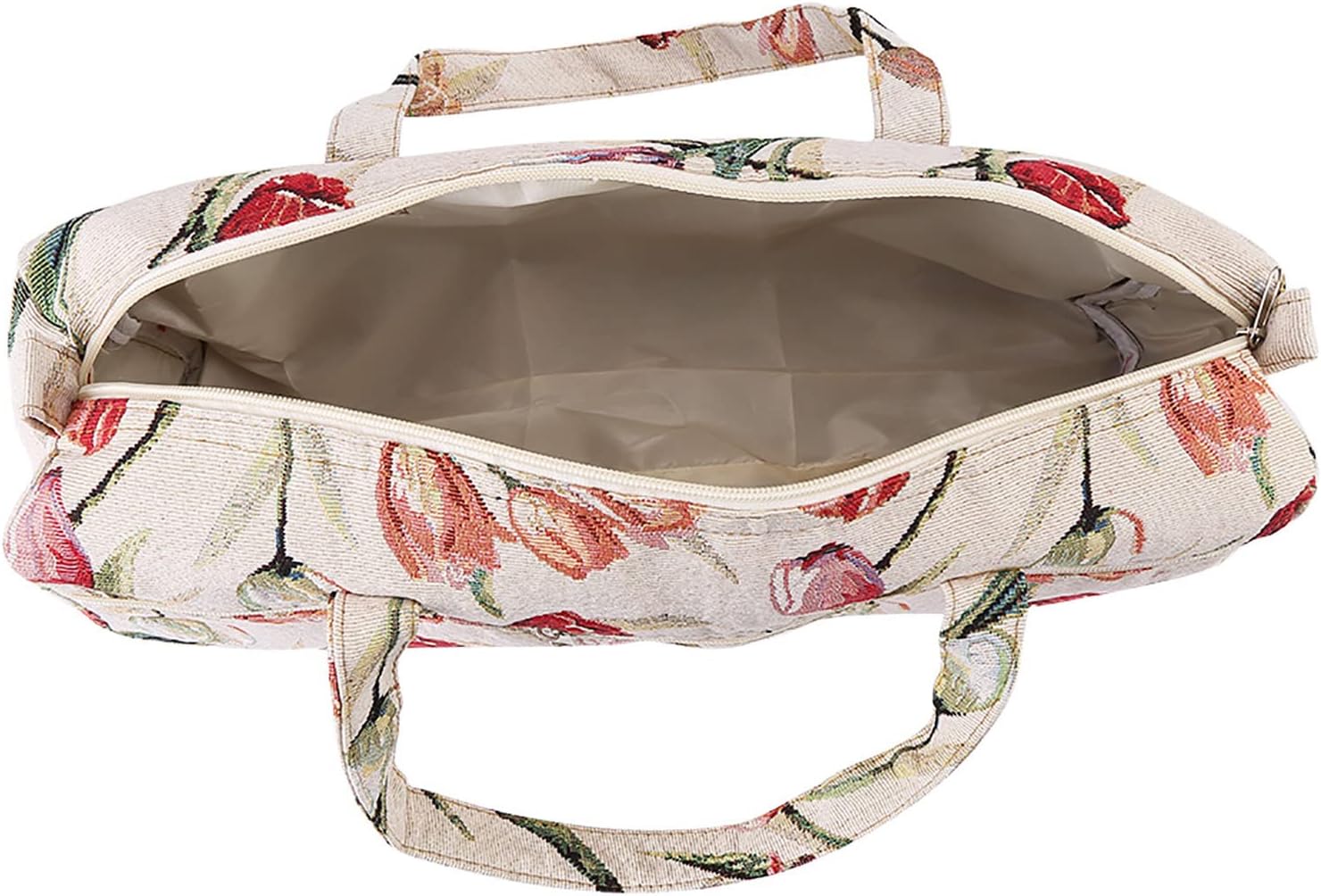 Rose Jacquard Knitting Tote Bag with Large Capacity