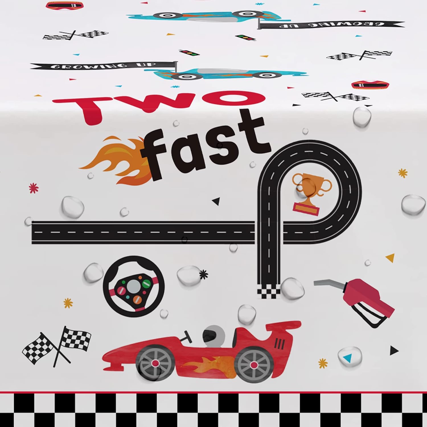 Xigejob Race Car 2nd Birthday Tablecloth Set