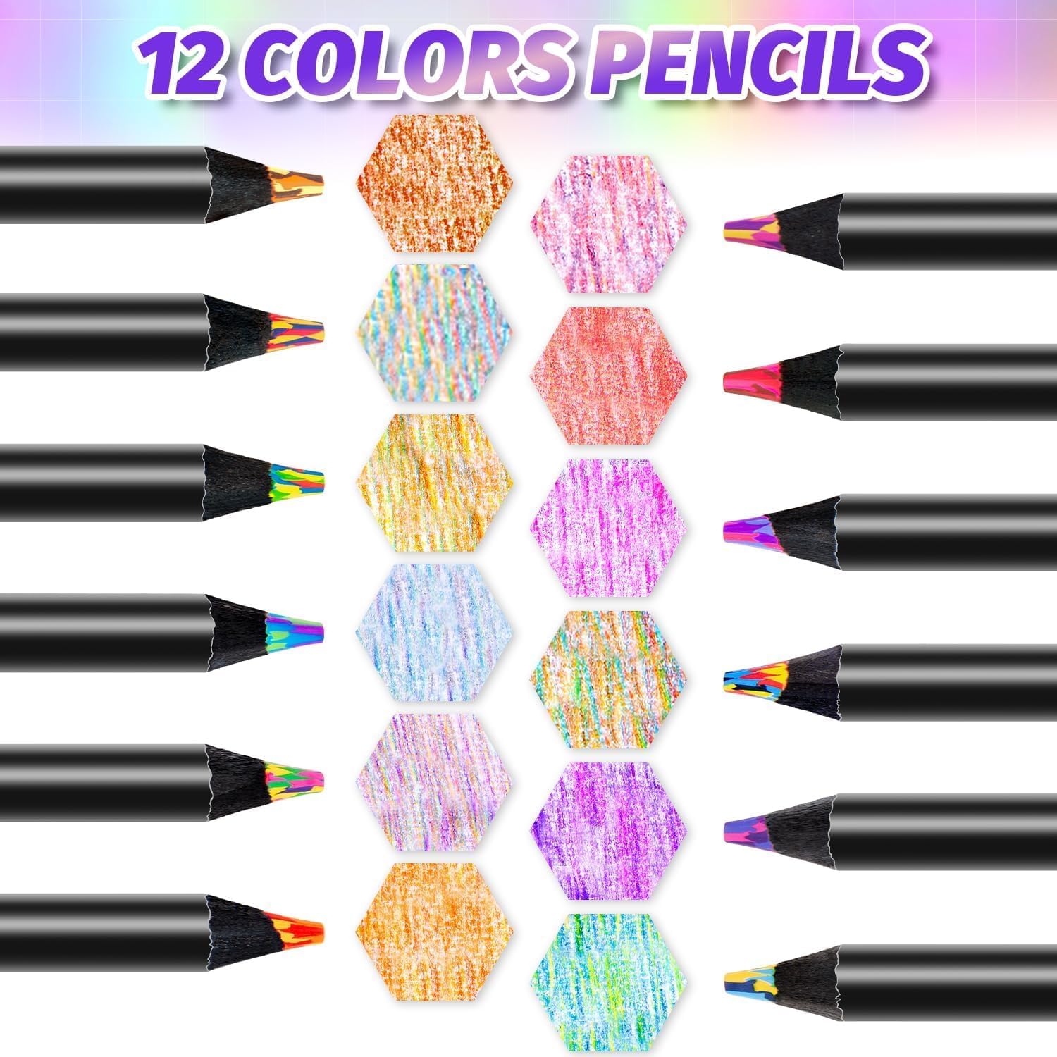 Yangmei 12 Rainbow Colored Pencils for Kids and Adults