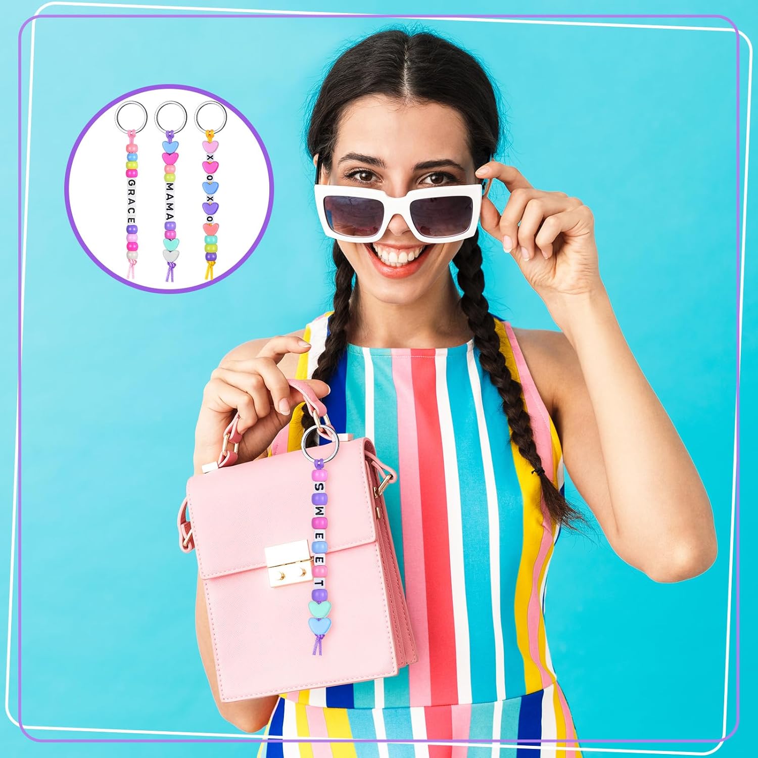 Landical 564 Pcs DIY Bead Keychain Kit
