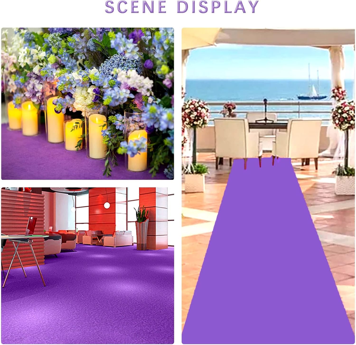Purple Carpet Aisle Runner Rug 30m 2mm Thick Wedding Party Decor