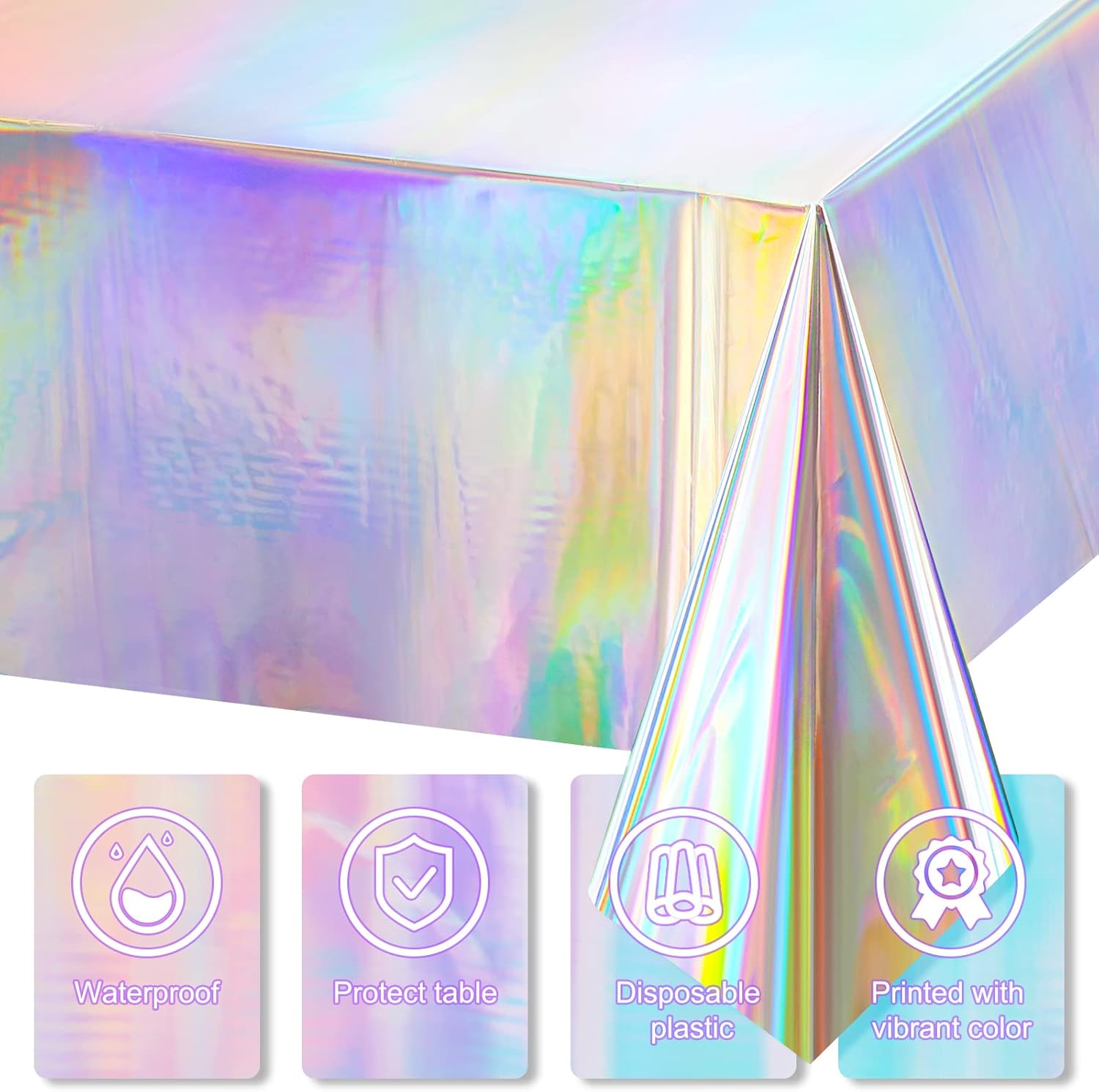 Irenare 3 Pack Iridescent Plastic Tablecloths