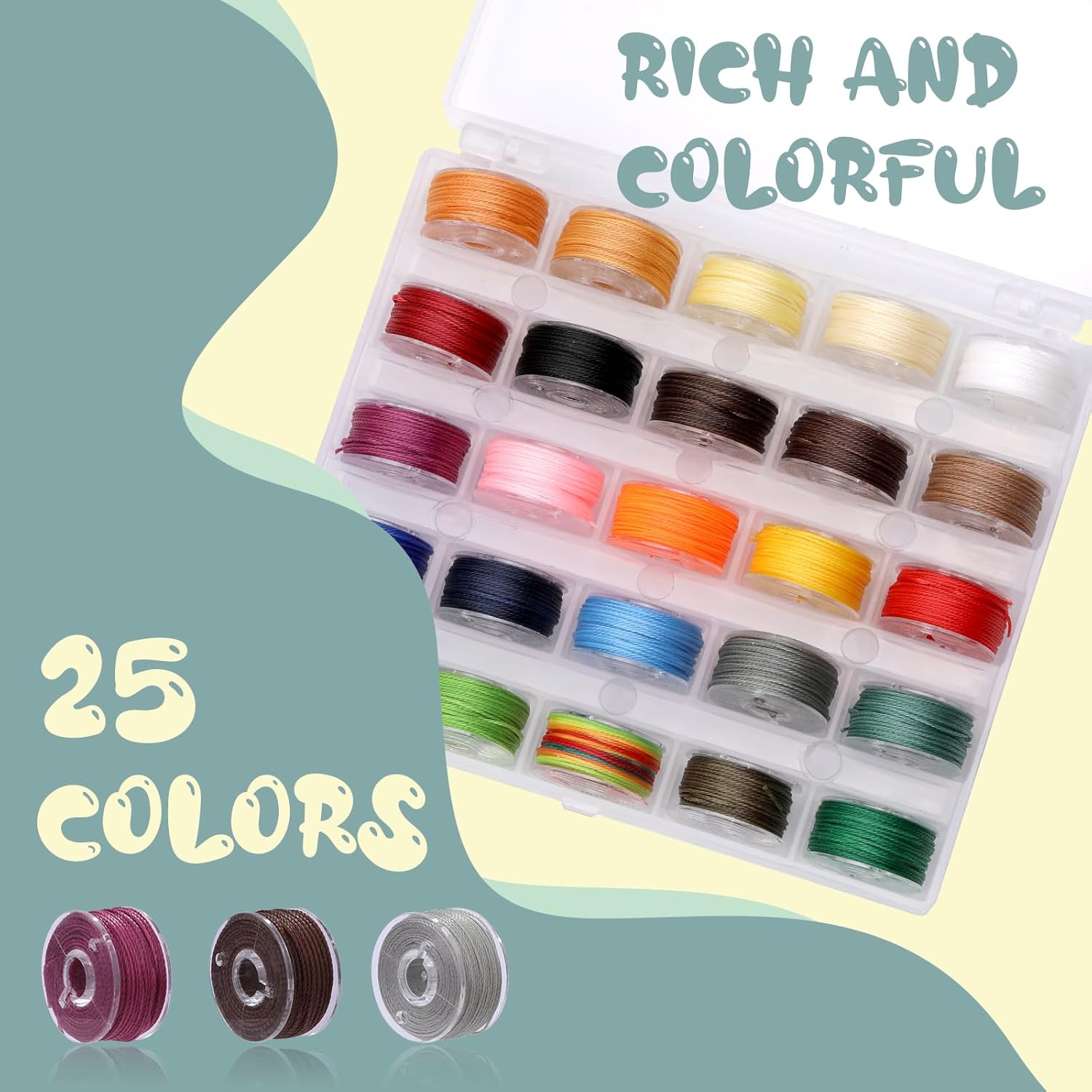 25 Colors Waxed Thread Set for Jewelry Making and Leather Sewing