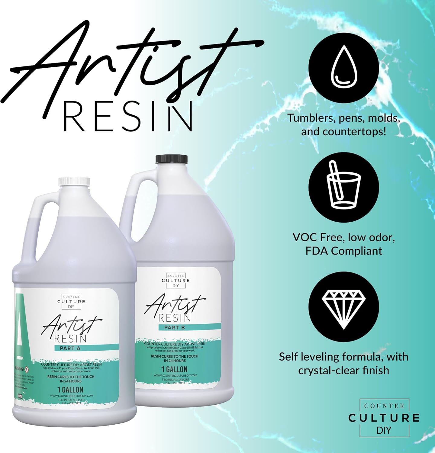 Counter Culture DIY Clear Artist Resin 2 Gallon Kit