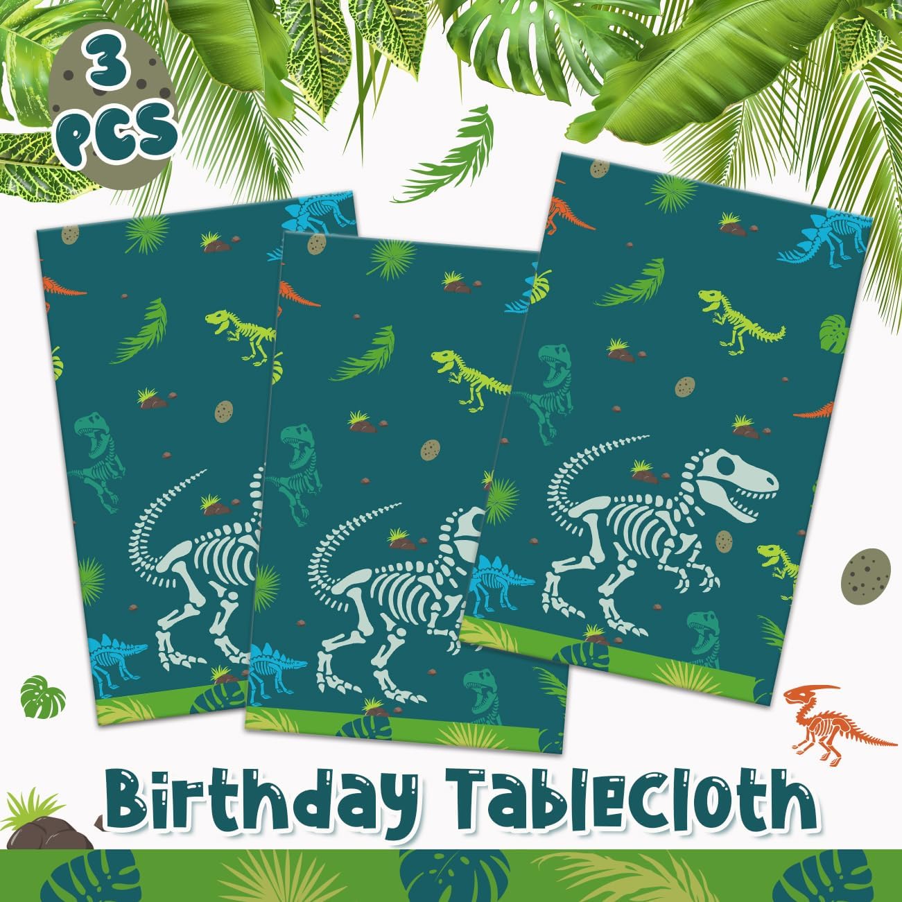 Haimimall Dinosaur Birthday Tablecloth Set of 3