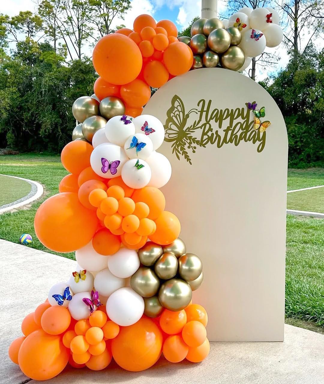 Orange and White Balloon Arch Kit with 162 Pieces for Fall Celebrations