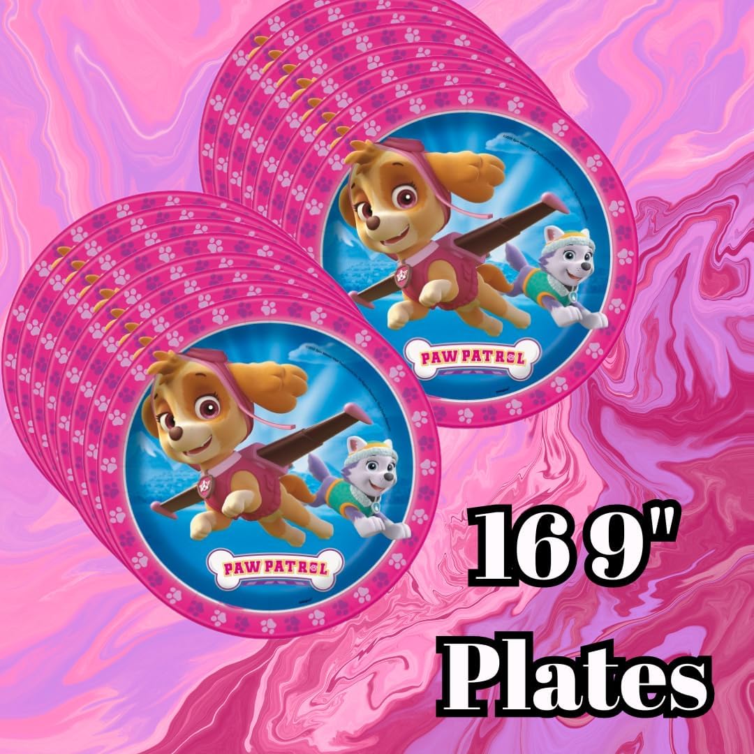 Unique Skye Paw Patrol Party Set with 16 Plates and Napkins