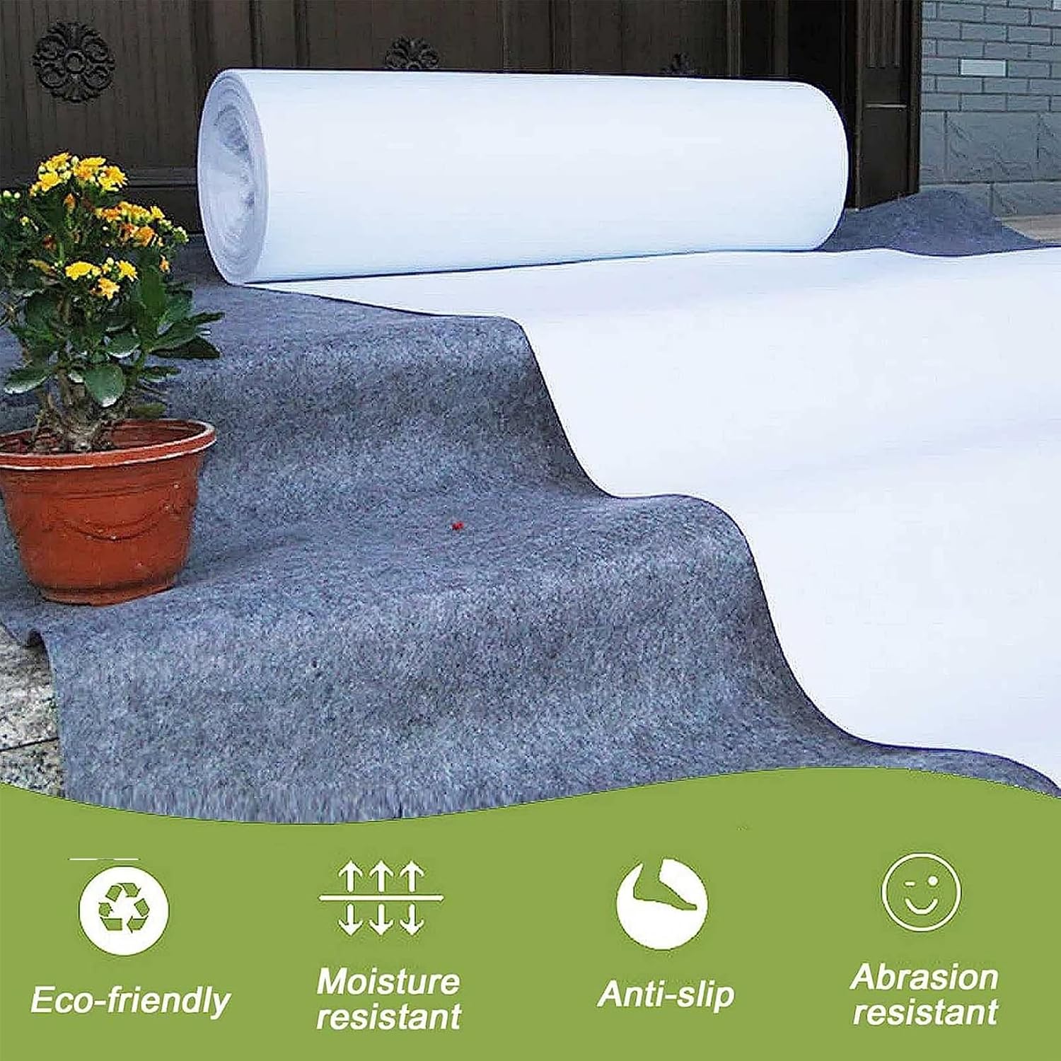 White Wedding Aisle Runner Rug 2mm Thick 1x30m Non-Slip Carpet