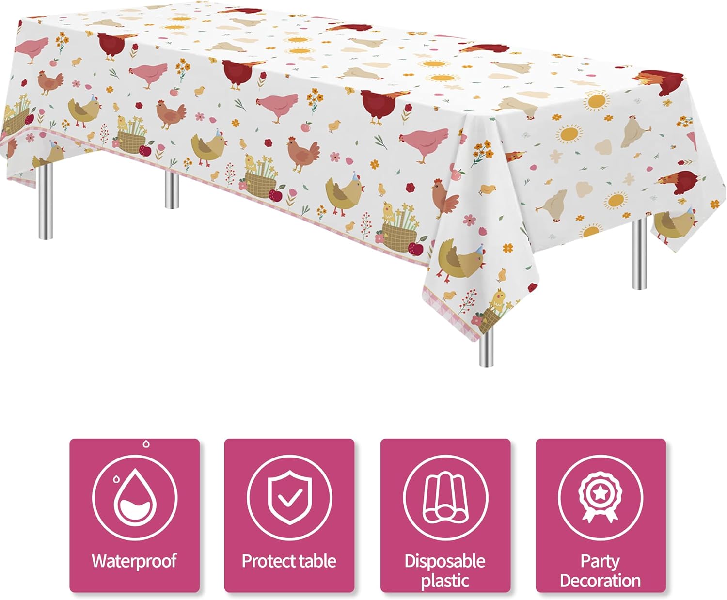 Chicken Party Decorations Tablecloth 3 Pack