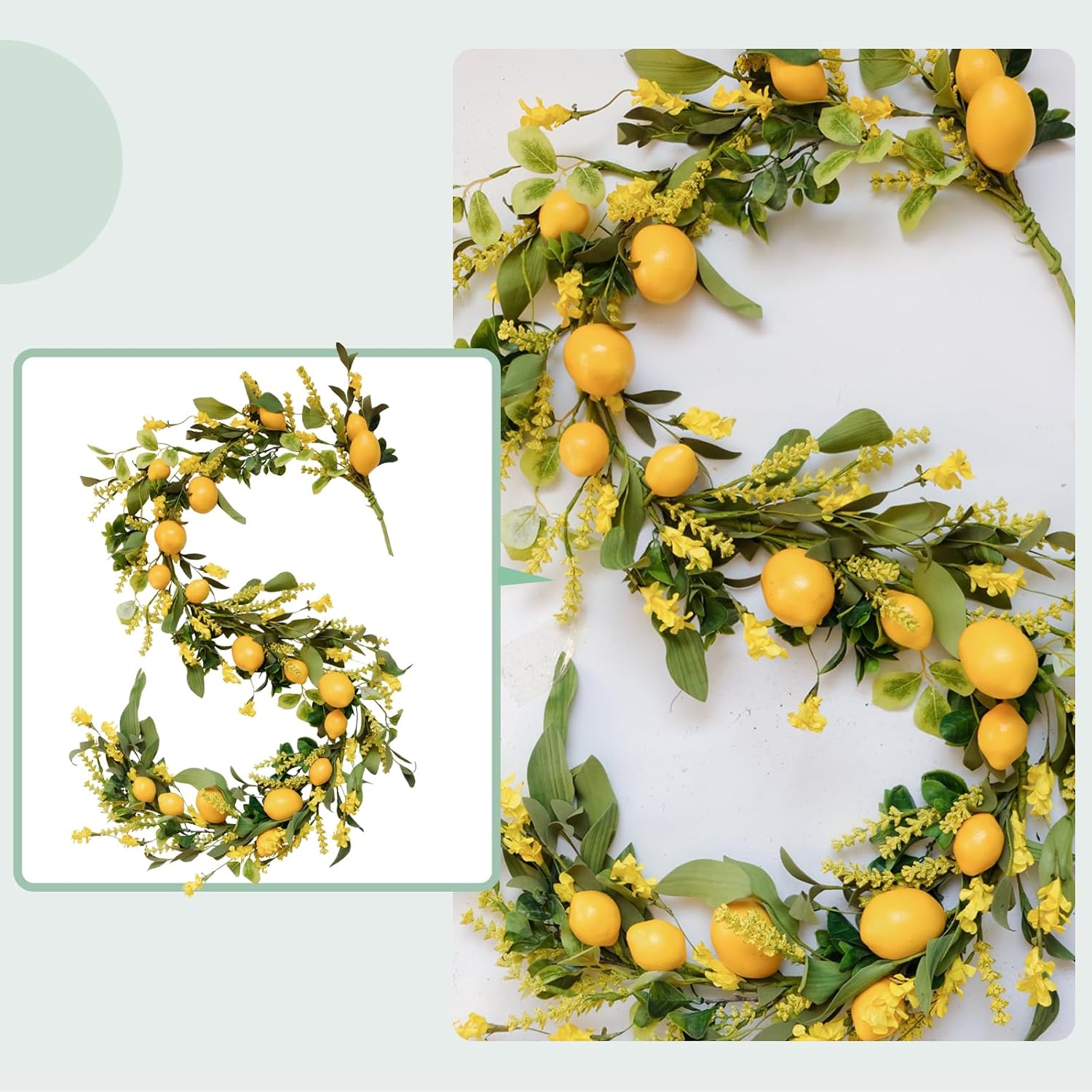 TEMPUS 54 Ft Artificial Lemon Garland for Home Wedding Decorations