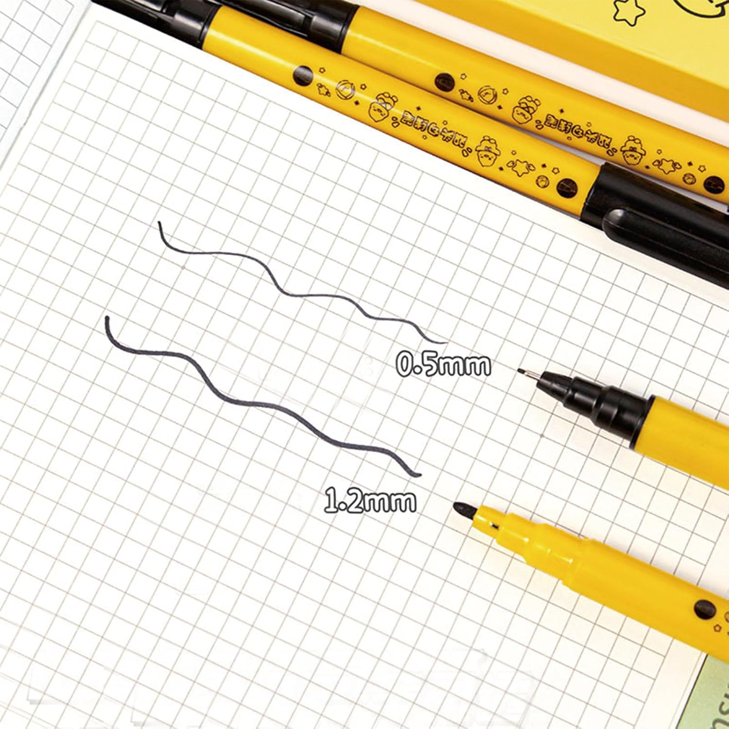 5 Pcs Cute Duck Black Drawing Pens Dual Tip Art Pens