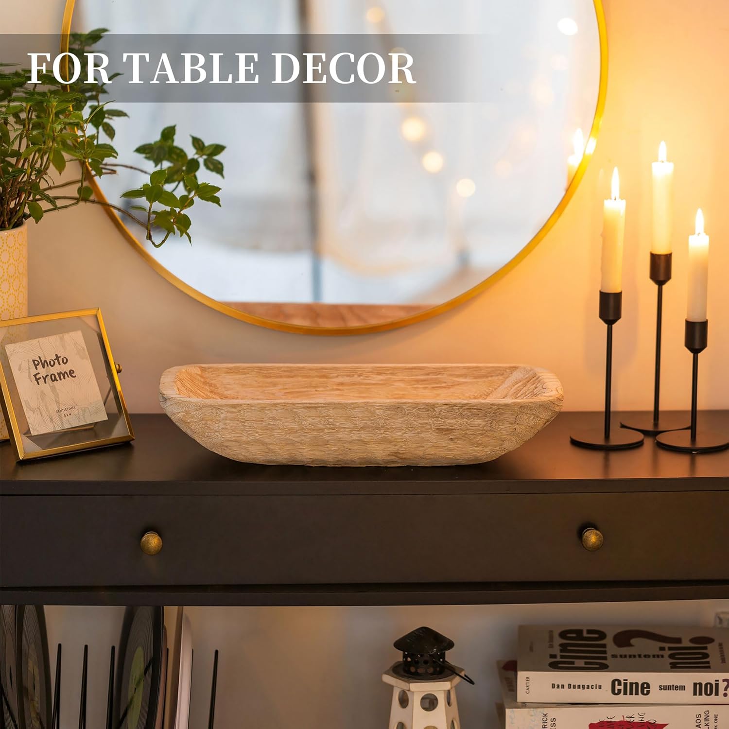 Hanobe Decorative Wood Dough Bowl for Centerpieces