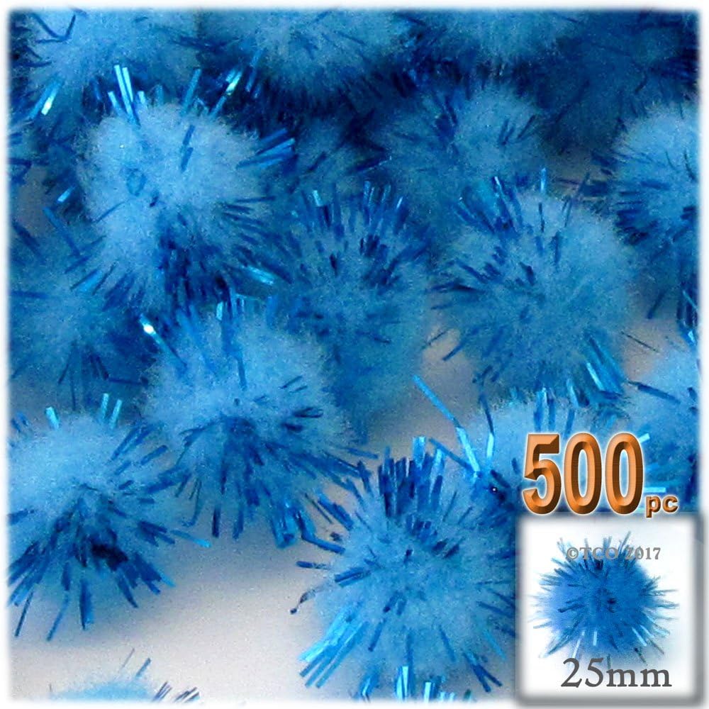 The Crafts Outlet Chenille Sparkly Pom Poms 10-inch 500pc White Silver Porcupine